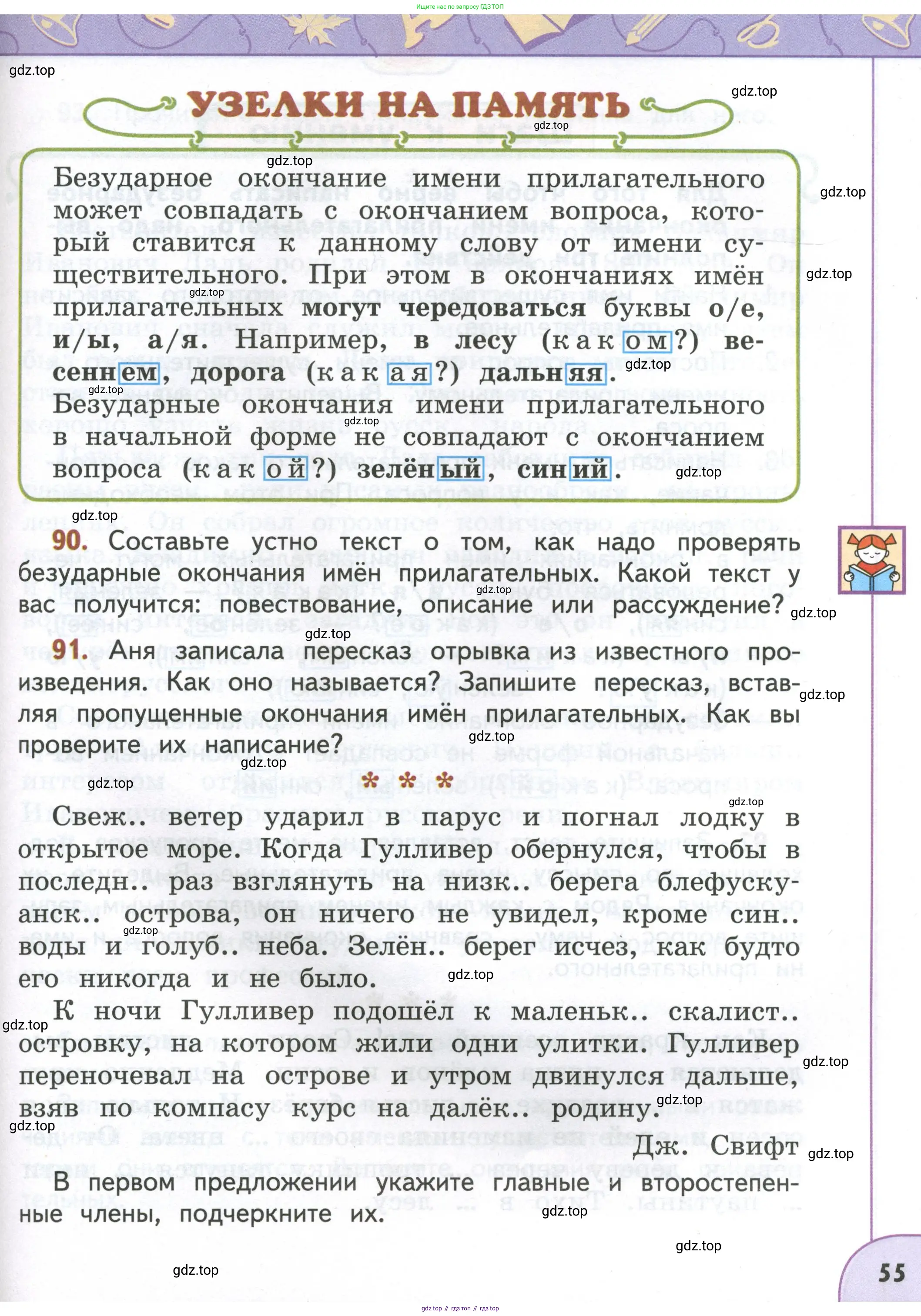 Русский язык, 4 класс Учебник, авторы: Климанова Людмила Федоровна, Бабушкина Татьяна Владимировна, издательство Просвещение, Москва, 2019, белого цвета, Часть 1, страница 55