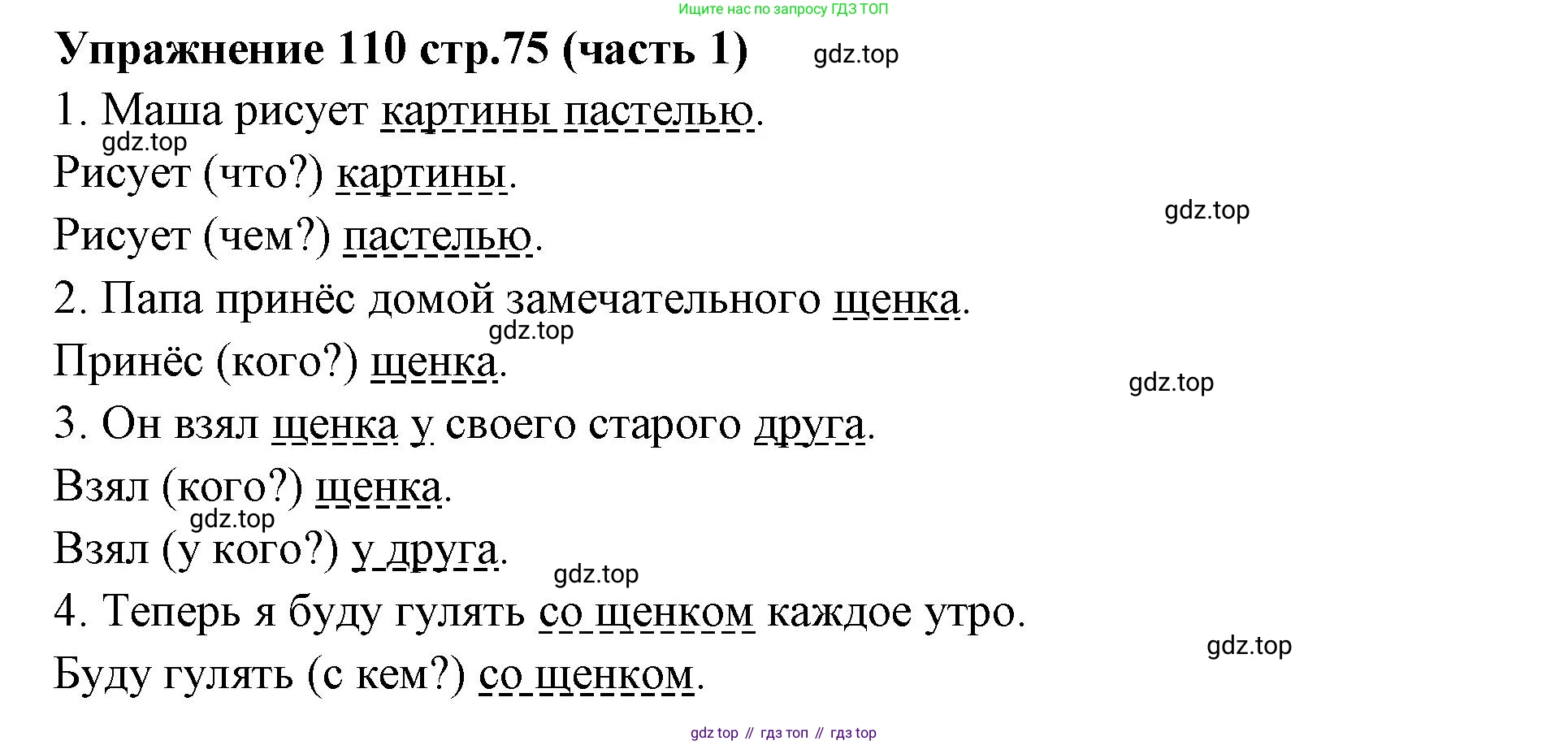 Русский язык, 4 класс Учебник, авторы: Климанова Людмила Федоровна, Бабушкина Татьяна Владимировна, издательство Просвещение, Москва, 2019, белого цвета, Часть 1, страница 75, номер 110, Решение