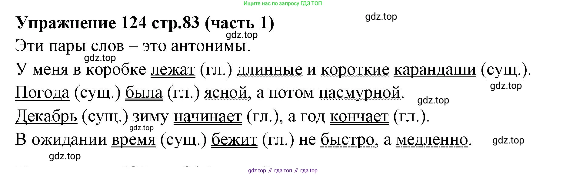 Русский язык, 4 класс Учебник, авторы: Климанова Людмила Федоровна, Бабушкина Татьяна Владимировна, издательство Просвещение, Москва, 2019, белого цвета, Часть 1, страница 83, номер 124, Решение