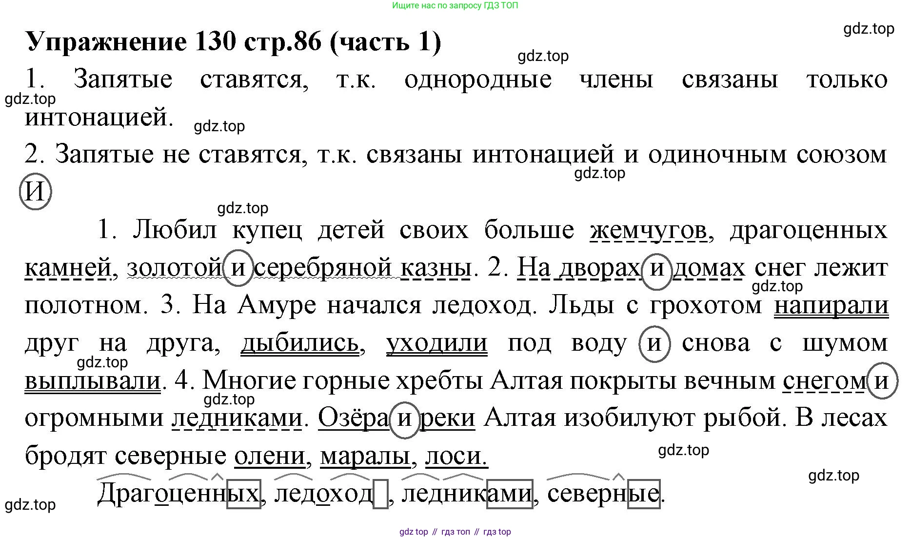 Русский язык, 4 класс Учебник, авторы: Климанова Людмила Федоровна, Бабушкина Татьяна Владимировна, издательство Просвещение, Москва, 2019, белого цвета, Часть 1, страница 86, номер 130, Решение