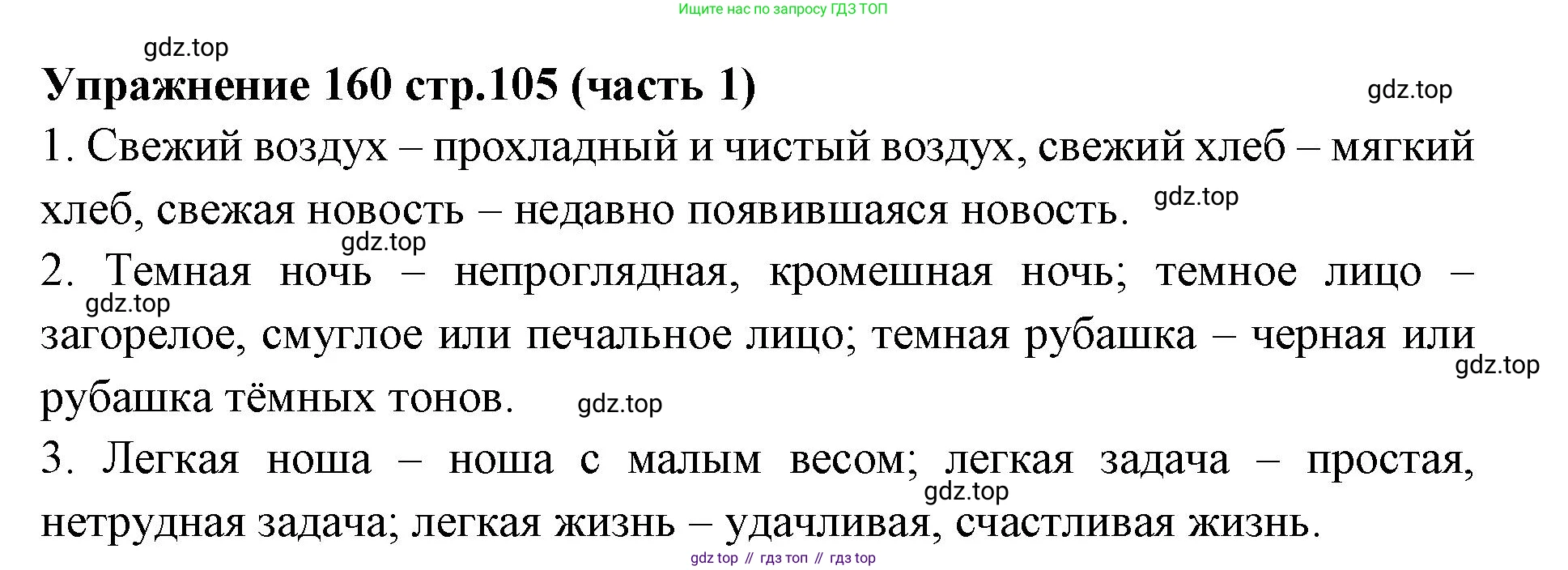 Русский язык, 4 класс Учебник, авторы: Климанова Людмила Федоровна, Бабушкина Татьяна Владимировна, издательство Просвещение, Москва, 2019, белого цвета, Часть 1, страница 105, номер 160, Решение