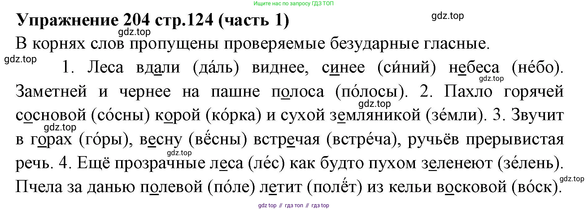 Русский язык, 4 класс Учебник, авторы: Климанова Людмила Федоровна, Бабушкина Татьяна Владимировна, издательство Просвещение, Москва, 2019, белого цвета, Часть 1, страница 124, номер 204, Решение