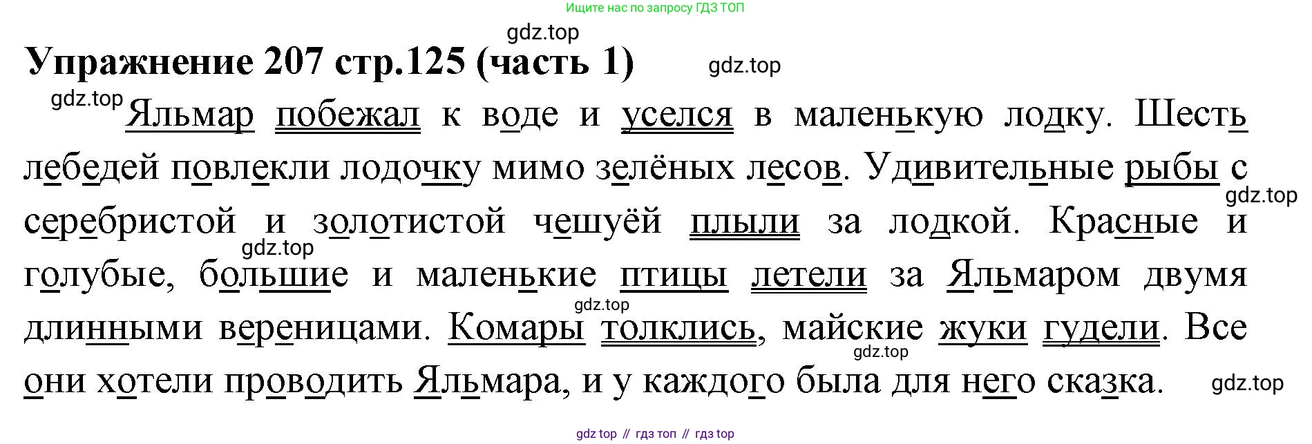 Русский язык, 4 класс Учебник, авторы: Климанова Людмила Федоровна, Бабушкина Татьяна Владимировна, издательство Просвещение, Москва, 2019, белого цвета, Часть 1, страница 125, номер 207, Решение