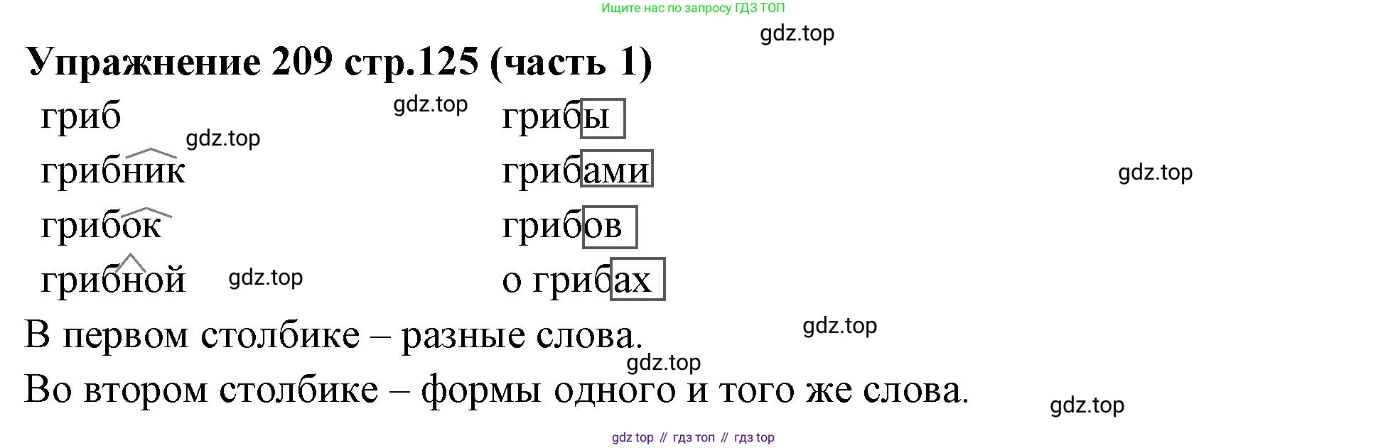 Русский язык, 4 класс Учебник, авторы: Климанова Людмила Федоровна, Бабушкина Татьяна Владимировна, издательство Просвещение, Москва, 2019, белого цвета, Часть 1, страница 125, номер 209, Решение