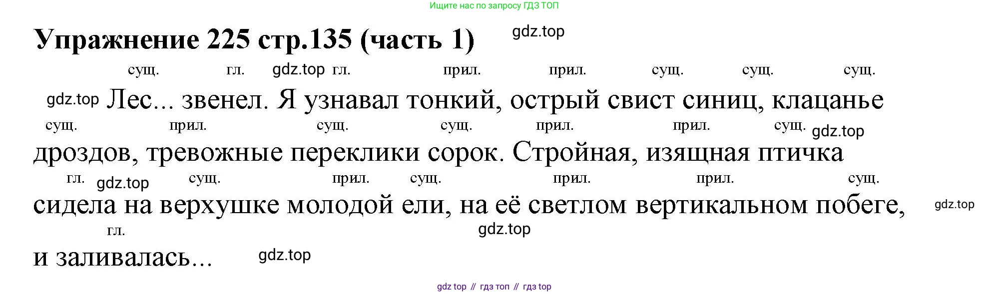 Русский язык, 4 класс Учебник, авторы: Климанова Людмила Федоровна, Бабушкина Татьяна Владимировна, издательство Просвещение, Москва, 2019, белого цвета, Часть 1, страница 135, номер 225, Решение