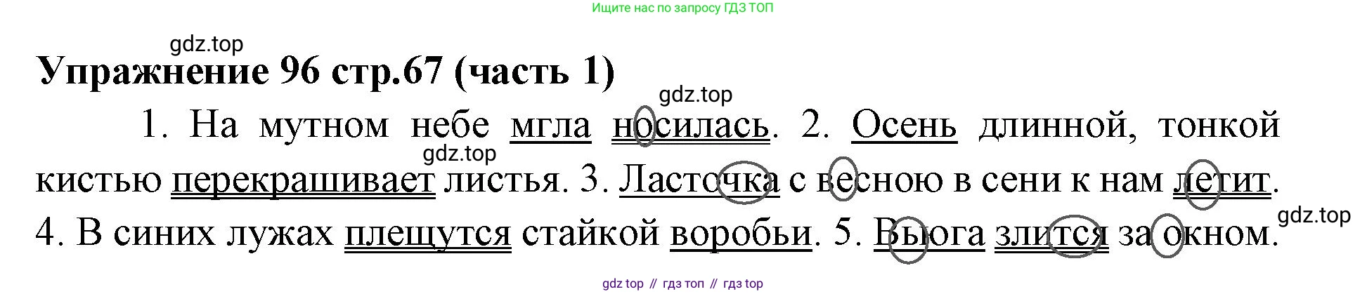 Русский язык, 4 класс Учебник, авторы: Климанова Людмила Федоровна, Бабушкина Татьяна Владимировна, издательство Просвещение, Москва, 2019, белого цвета, Часть 1, страница 67, номер 96, Решение