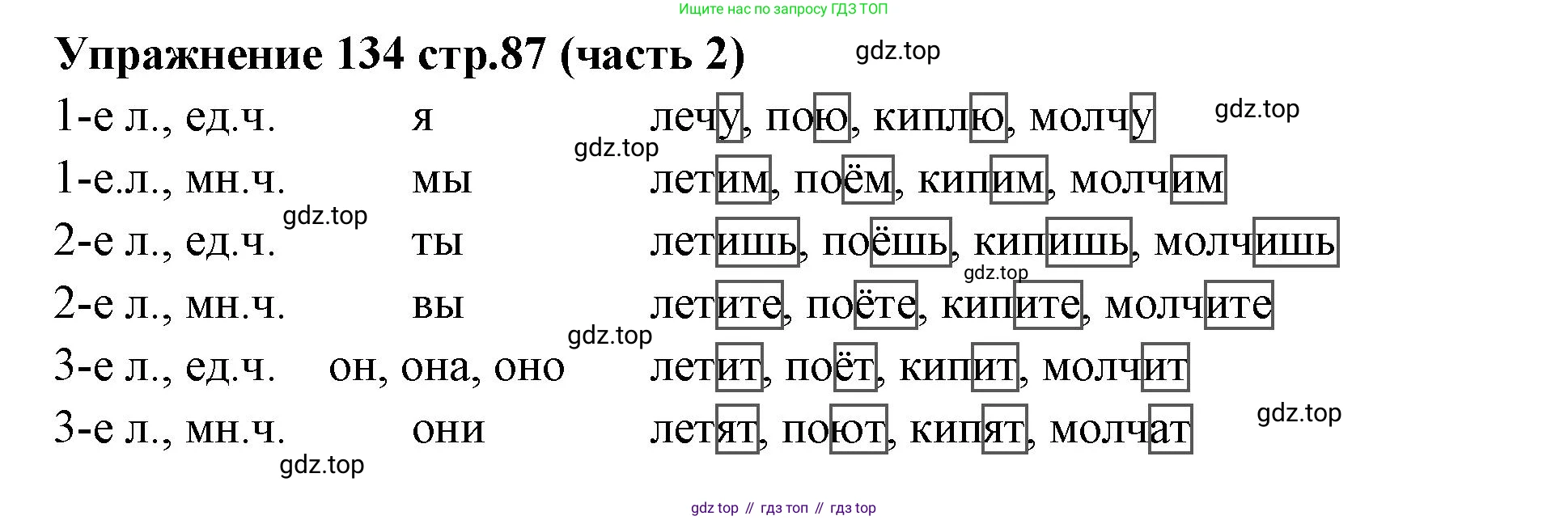 Русский язык, 4 класс Учебник, авторы: Климанова Людмила Федоровна, Бабушкина Татьяна Владимировна, издательство Просвещение, Москва, 2019, белого цвета, Часть 2, страница 87, номер 134, Решение
