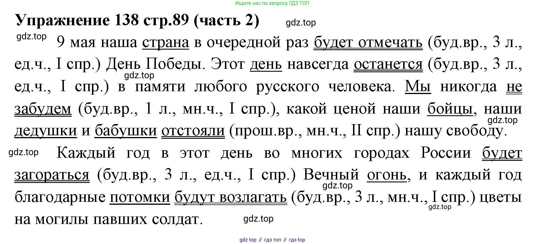 Русский язык, 4 класс Учебник, авторы: Климанова Людмила Федоровна, Бабушкина Татьяна Владимировна, издательство Просвещение, Москва, 2019, белого цвета, Часть 2, страница 89, номер 138, Решение