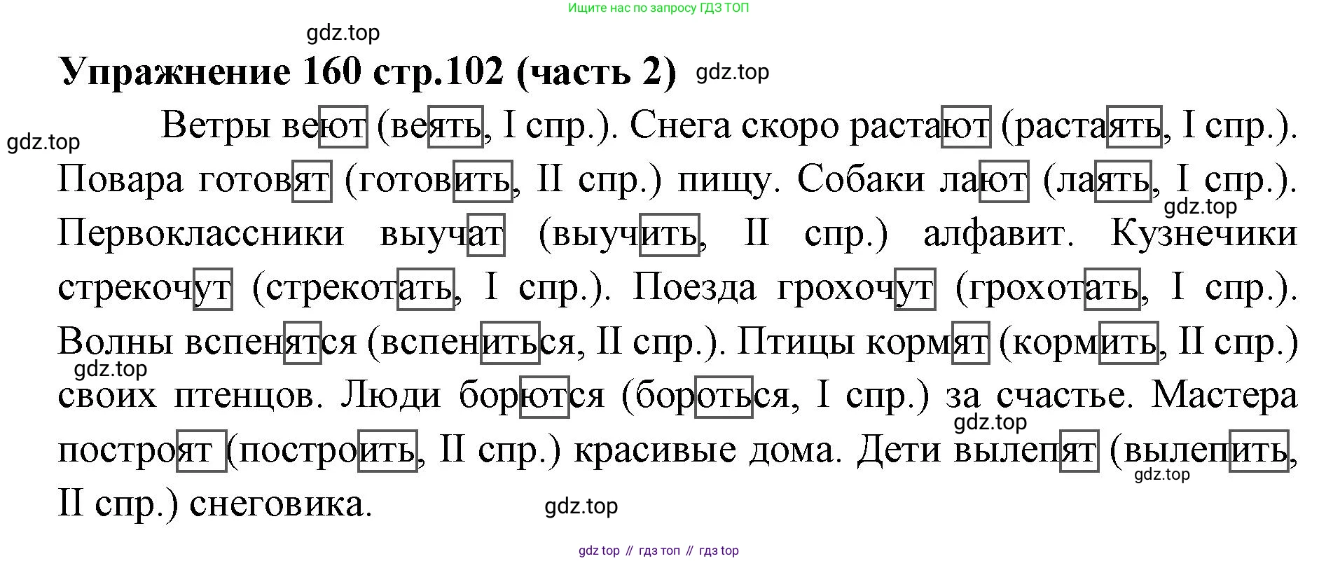 Русский язык, 4 класс Учебник, авторы: Климанова Людмила Федоровна, Бабушкина Татьяна Владимировна, издательство Просвещение, Москва, 2019, белого цвета, Часть 2, страница 102, номер 160, Решение
