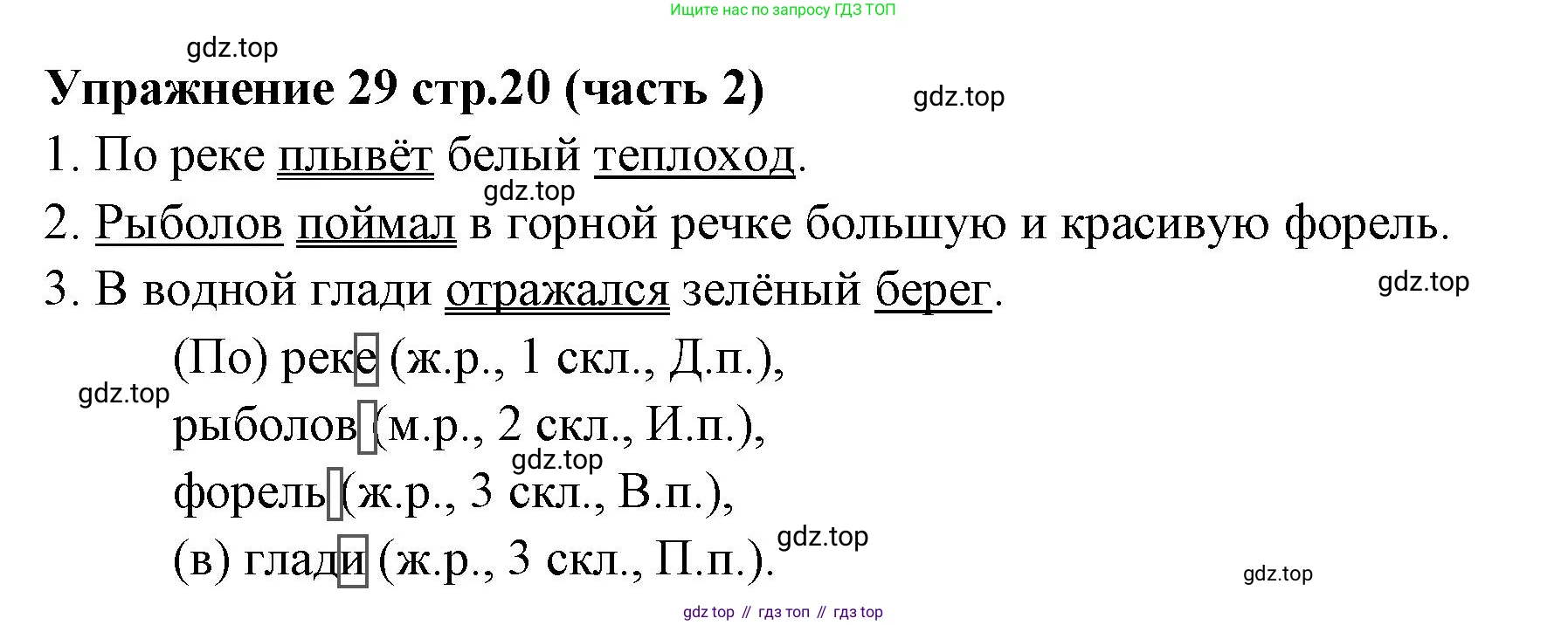 Русский язык, 4 класс Учебник, авторы: Климанова Людмила Федоровна, Бабушкина Татьяна Владимировна, издательство Просвещение, Москва, 2019, белого цвета, Часть 2, страница 20, номер 29, Решение