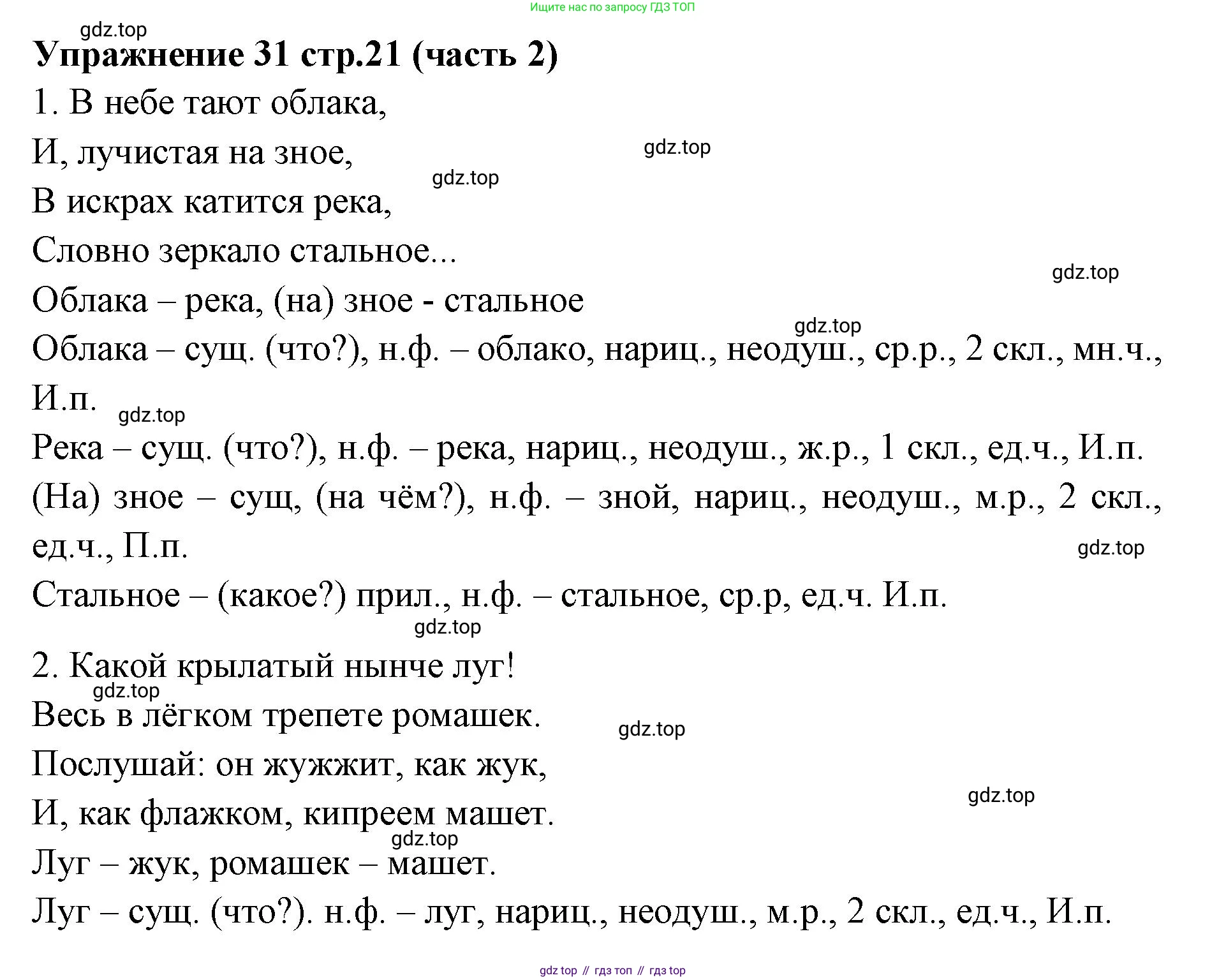 Русский язык, 4 класс Учебник, авторы: Климанова Людмила Федоровна, Бабушкина Татьяна Владимировна, издательство Просвещение, Москва, 2019, белого цвета, Часть 2, страница 21, номер 31, Решение