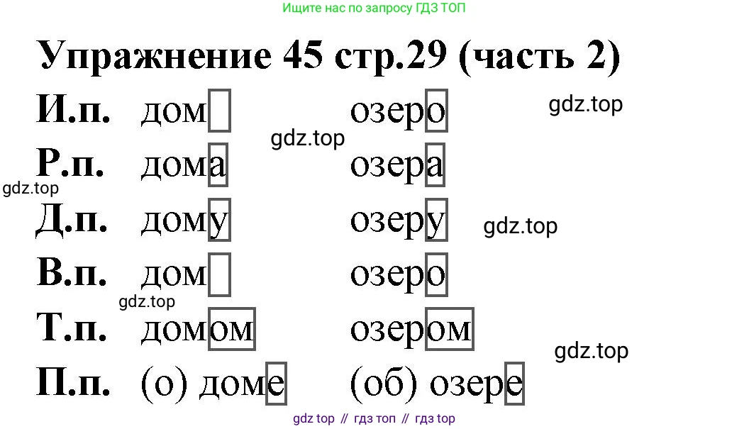Русский язык, 4 класс Учебник, авторы: Климанова Людмила Федоровна, Бабушкина Татьяна Владимировна, издательство Просвещение, Москва, 2019, белого цвета, Часть 2, страница 29, номер 45, Решение