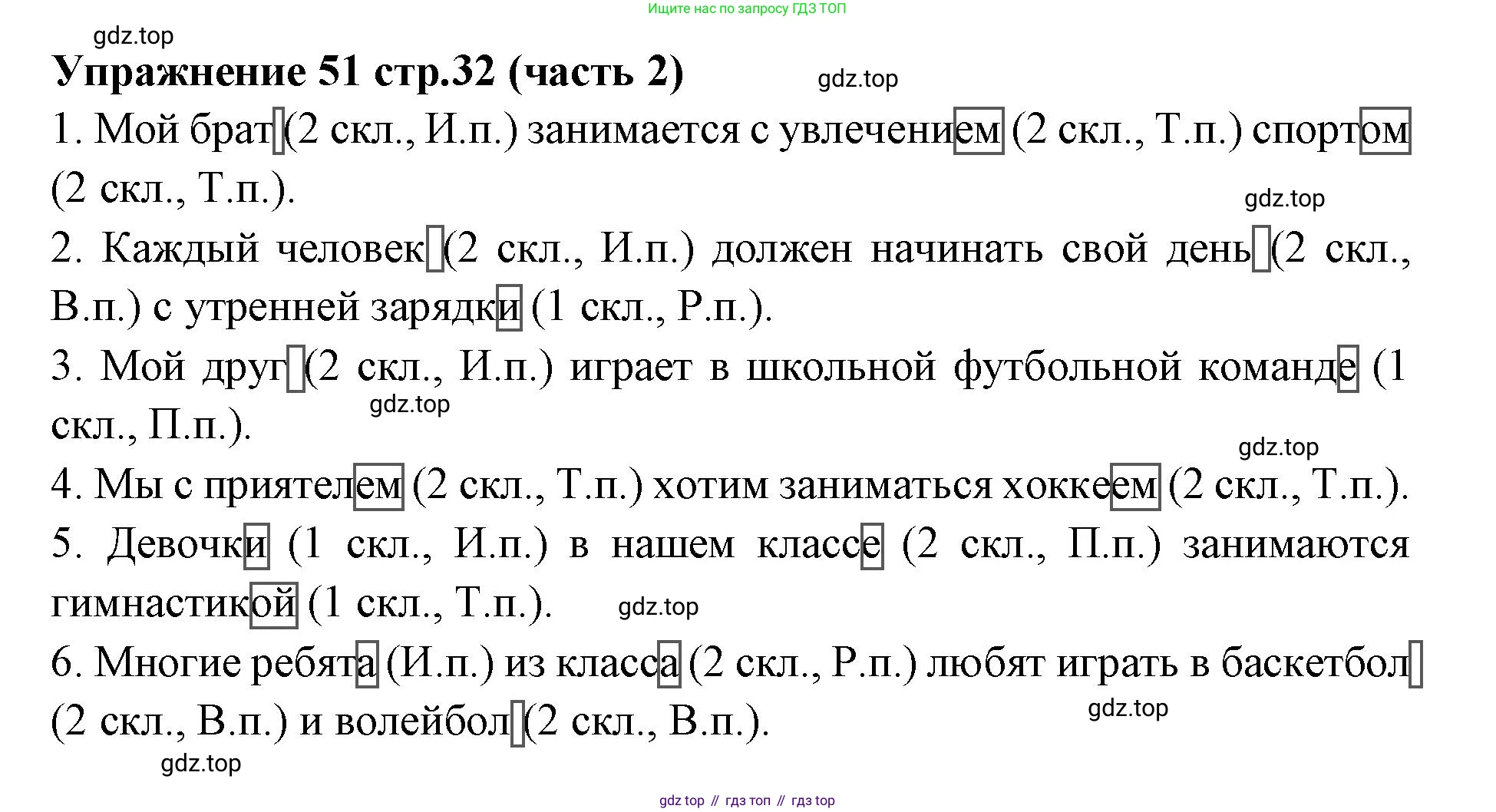 Русский язык, 4 класс Учебник, авторы: Климанова Людмила Федоровна, Бабушкина Татьяна Владимировна, издательство Просвещение, Москва, 2019, белого цвета, Часть 2, страница 32, номер 51, Решение