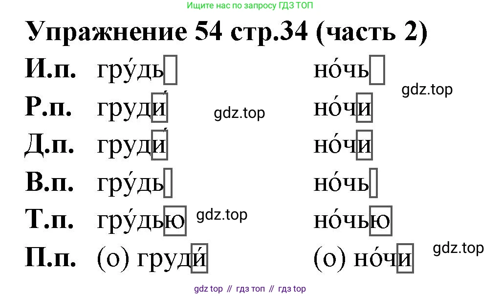 Русский язык, 4 класс Учебник, авторы: Климанова Людмила Федоровна, Бабушкина Татьяна Владимировна, издательство Просвещение, Москва, 2019, белого цвета, Часть 2, страница 34, номер 54, Решение