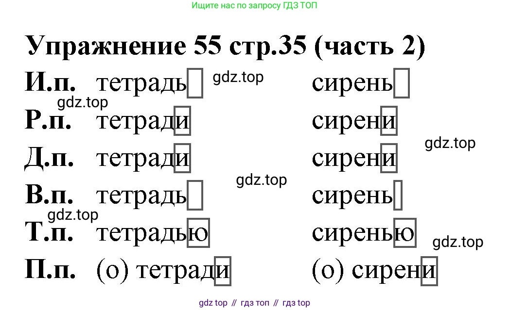 Русский язык, 4 класс Учебник, авторы: Климанова Людмила Федоровна, Бабушкина Татьяна Владимировна, издательство Просвещение, Москва, 2019, белого цвета, Часть 2, страница 35, номер 55, Решение