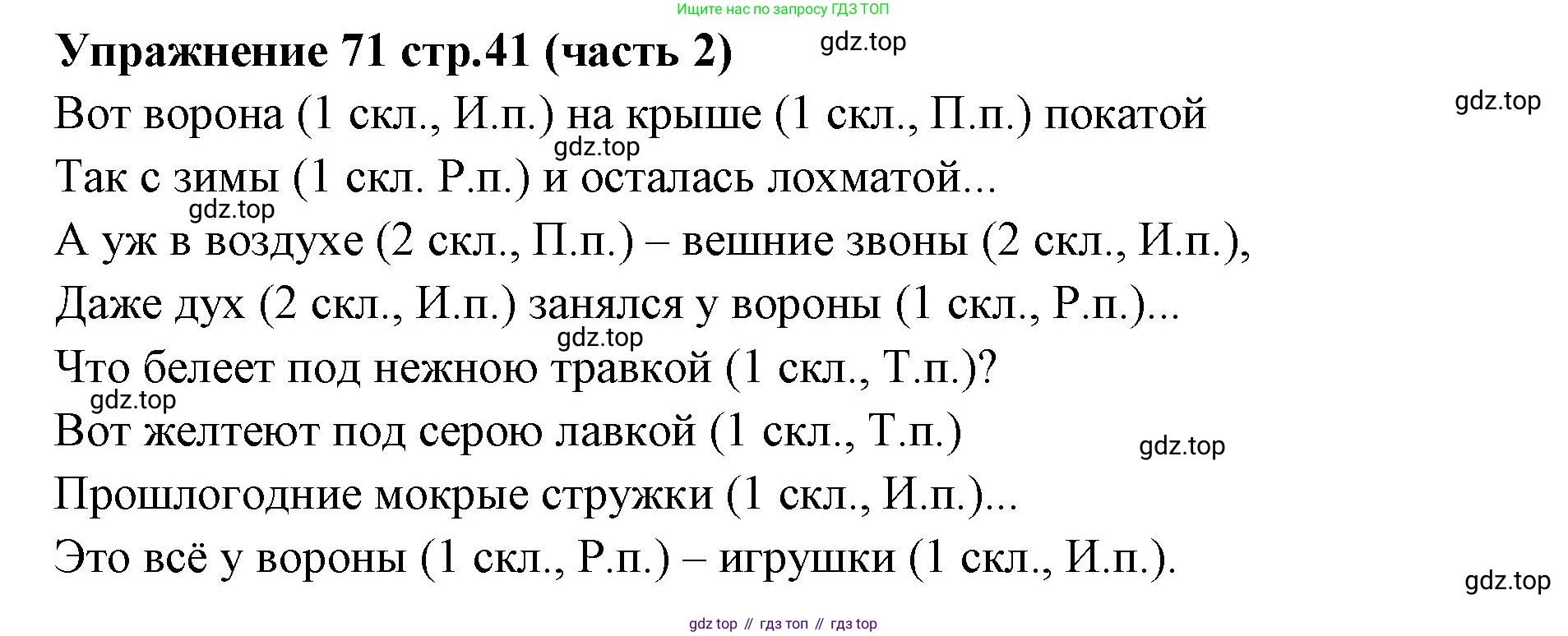 Русский язык, 4 класс Учебник, авторы: Климанова Людмила Федоровна, Бабушкина Татьяна Владимировна, издательство Просвещение, Москва, 2019, белого цвета, Часть 2, страница 41, номер 71, Решение