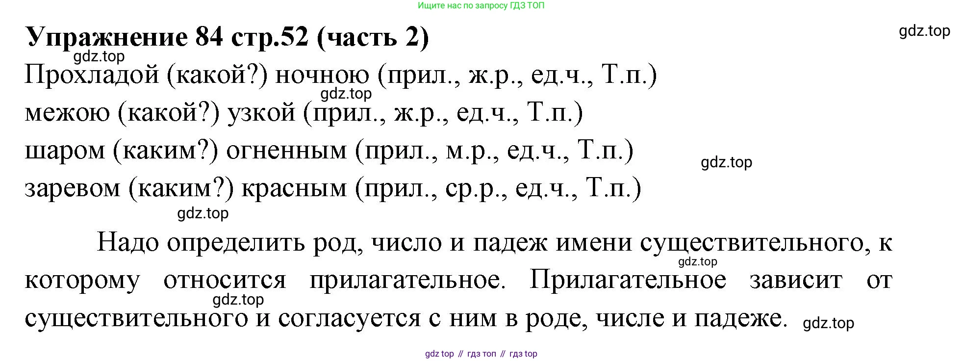 Русский язык, 4 класс Учебник, авторы: Климанова Людмила Федоровна, Бабушкина Татьяна Владимировна, издательство Просвещение, Москва, 2019, белого цвета, Часть 2, страница 52, номер 84, Решение