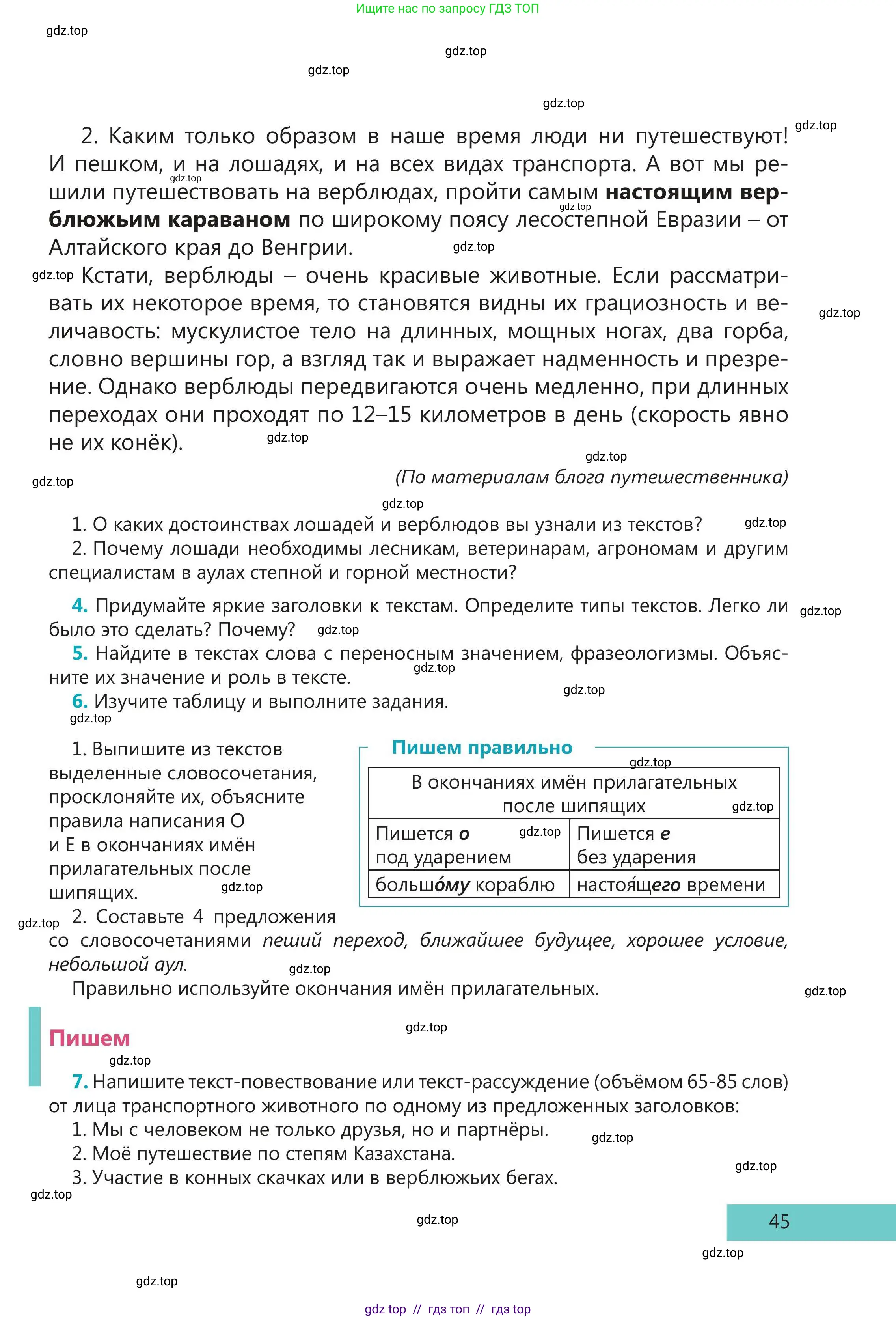 Русский язык, 5 класс Учебник, авторы: Клокова Елена Валерьевна, Белозёрова Ольга Игоревна, Ибраева Таскира Ильшатовна, Сулейменова Бахиевна Гульсайран, Муханбеткалиев Аскен Самуратович, Касымова Айман Берденовна, Опря Оксана Викторовна, издательство АОО «Назарбаев Интеллектуальные школы», Астана, 2018, Часть 1, страница 45