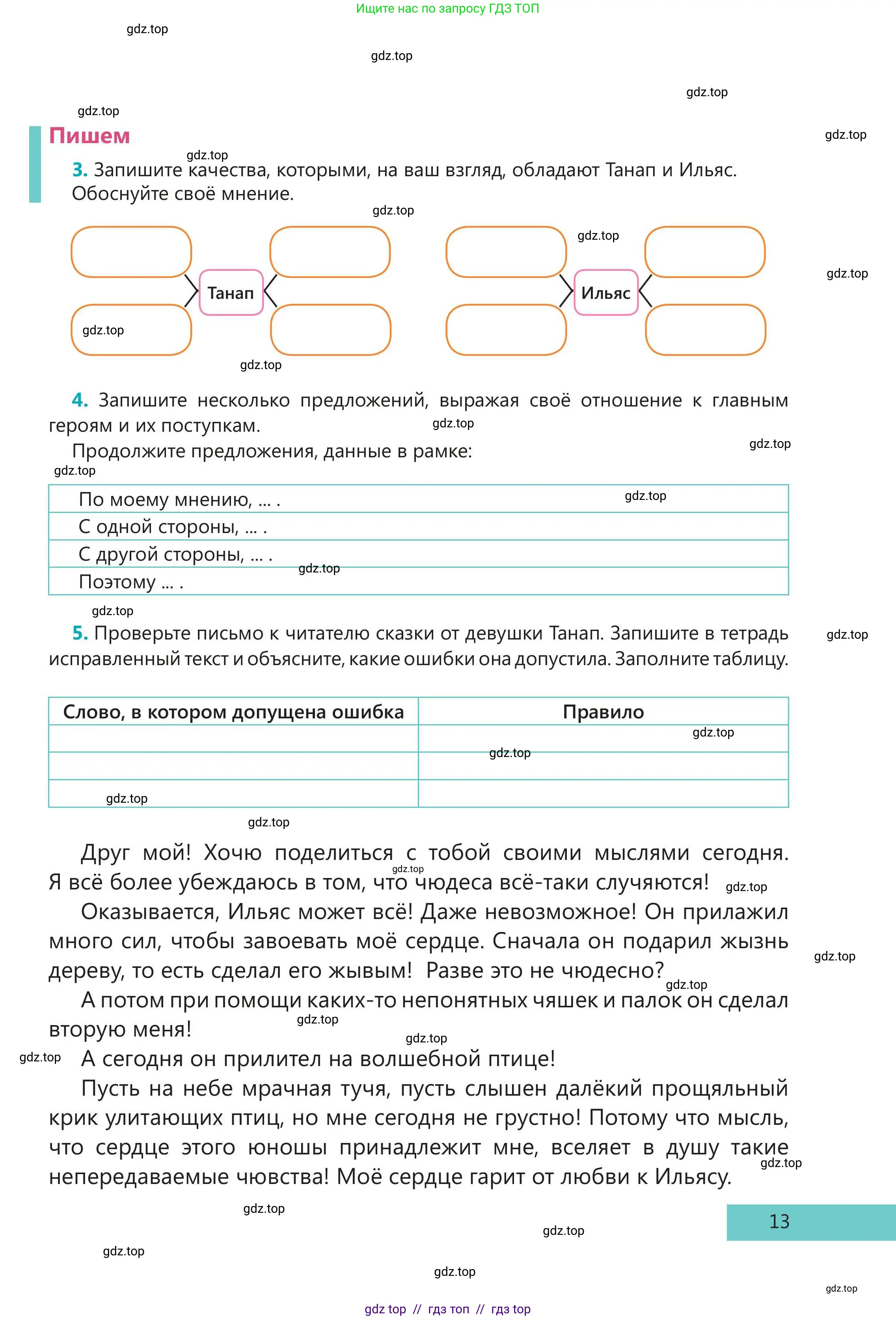 Русский язык, 5 класс Учебник, авторы: Клокова Елена Валерьевна, Белозёрова Ольга Игоревна, Ибраева Таскира Ильшатовна, Сулейменова Бахиевна Гульсайран, Муханбеткалиев Аскен Самуратович, Касымова Айман Берденовна, Опря Оксана Викторовна, издательство АОО «Назарбаев Интеллектуальные школы», Астана, 2018, Часть 2, страница 13