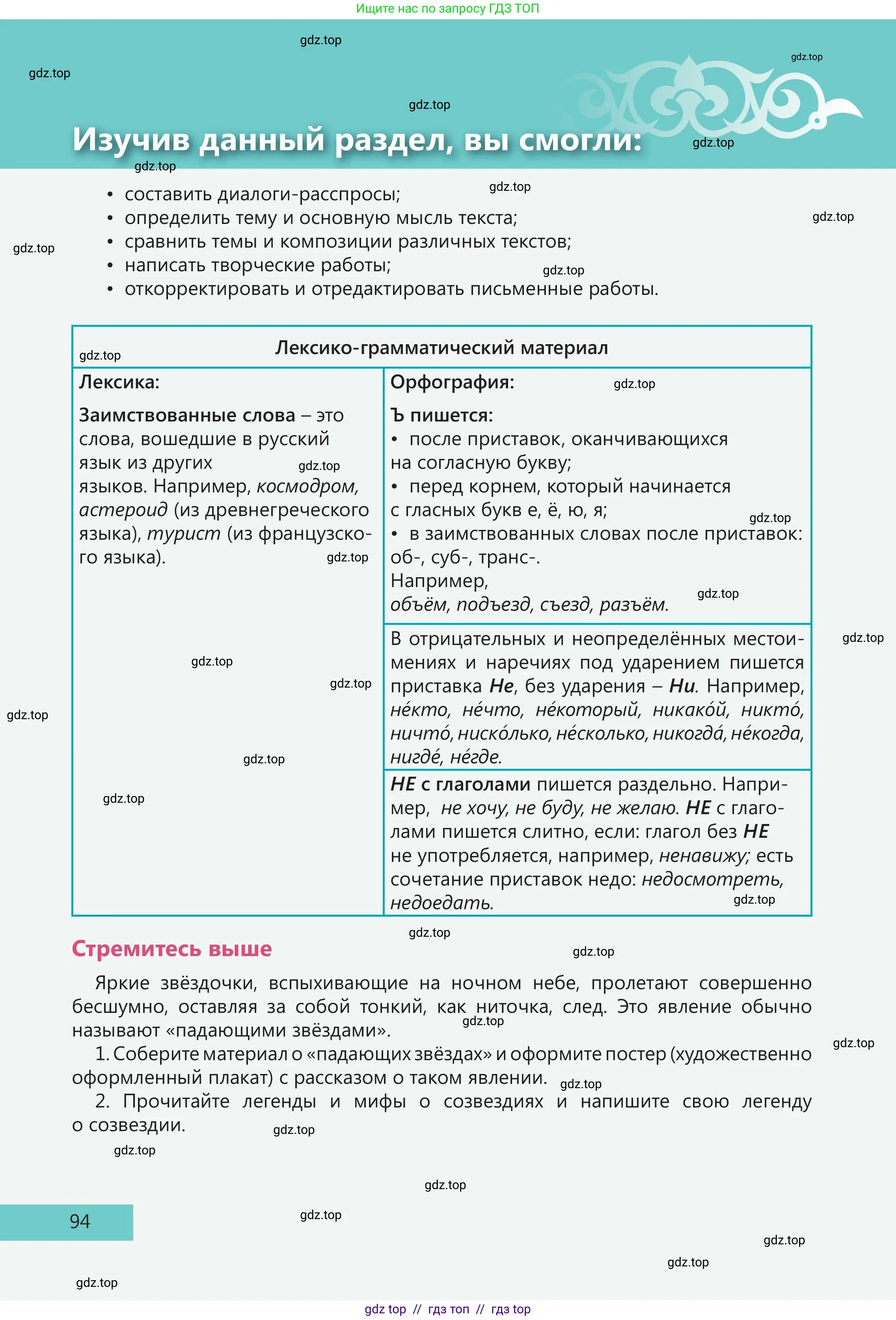 Русский язык, 5 класс Учебник, авторы: Клокова Елена Валерьевна, Белозёрова Ольга Игоревна, Ибраева Таскира Ильшатовна, Сулейменова Бахиевна Гульсайран, Муханбеткалиев Аскен Самуратович, Касымова Айман Берденовна, Опря Оксана Викторовна, издательство АОО «Назарбаев Интеллектуальные школы», Астана, 2018, страница 94
