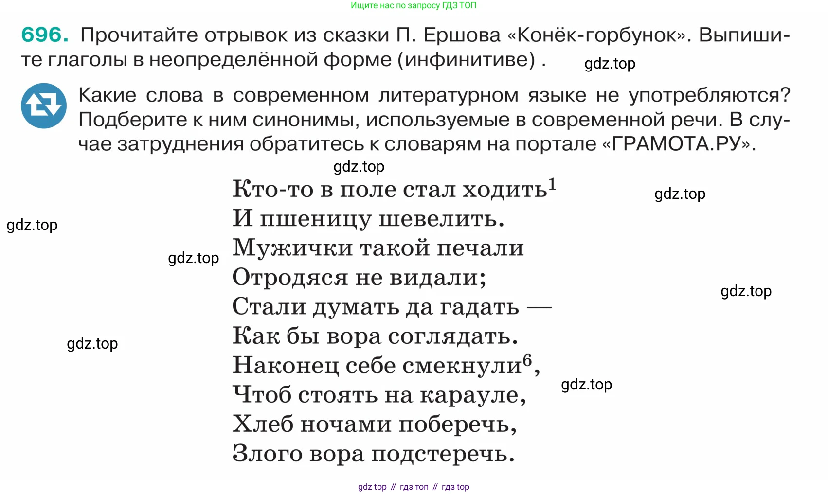 ГДЗ Русский язык, 5 класс Учебник, авторы: Ладыженская Таиса Алексеевна, Баранов Михаил Трофимович, Тростенцова Лидия Александровна, Ладыженская Наталия Вениаминовна, Дейкина Алевтина Дмитриевна, Григорян Лариса Трофимовна, Кулибаба Иван Иванович, Антонова Любовь Геннадиевна, издательство Просвещение, Москва, 2023, салатового цвета, Часть 2, страница 106, номер 696, Условие