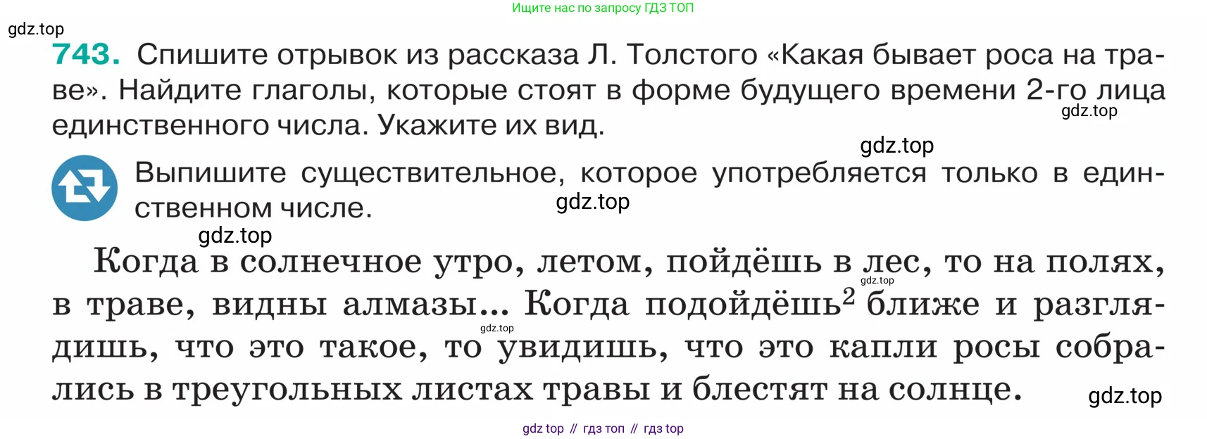 ГДЗ Русский язык, 5 класс Учебник, авторы: Ладыженская Таиса Алексеевна, Баранов Михаил Трофимович, Тростенцова Лидия Александровна, Ладыженская Наталия Вениаминовна, Дейкина Алевтина Дмитриевна, Григорян Лариса Трофимовна, Кулибаба Иван Иванович, Антонова Любовь Геннадиевна, издательство Просвещение, Москва, 2023, салатового цвета, Часть 2, страница 126, номер 743, Условие