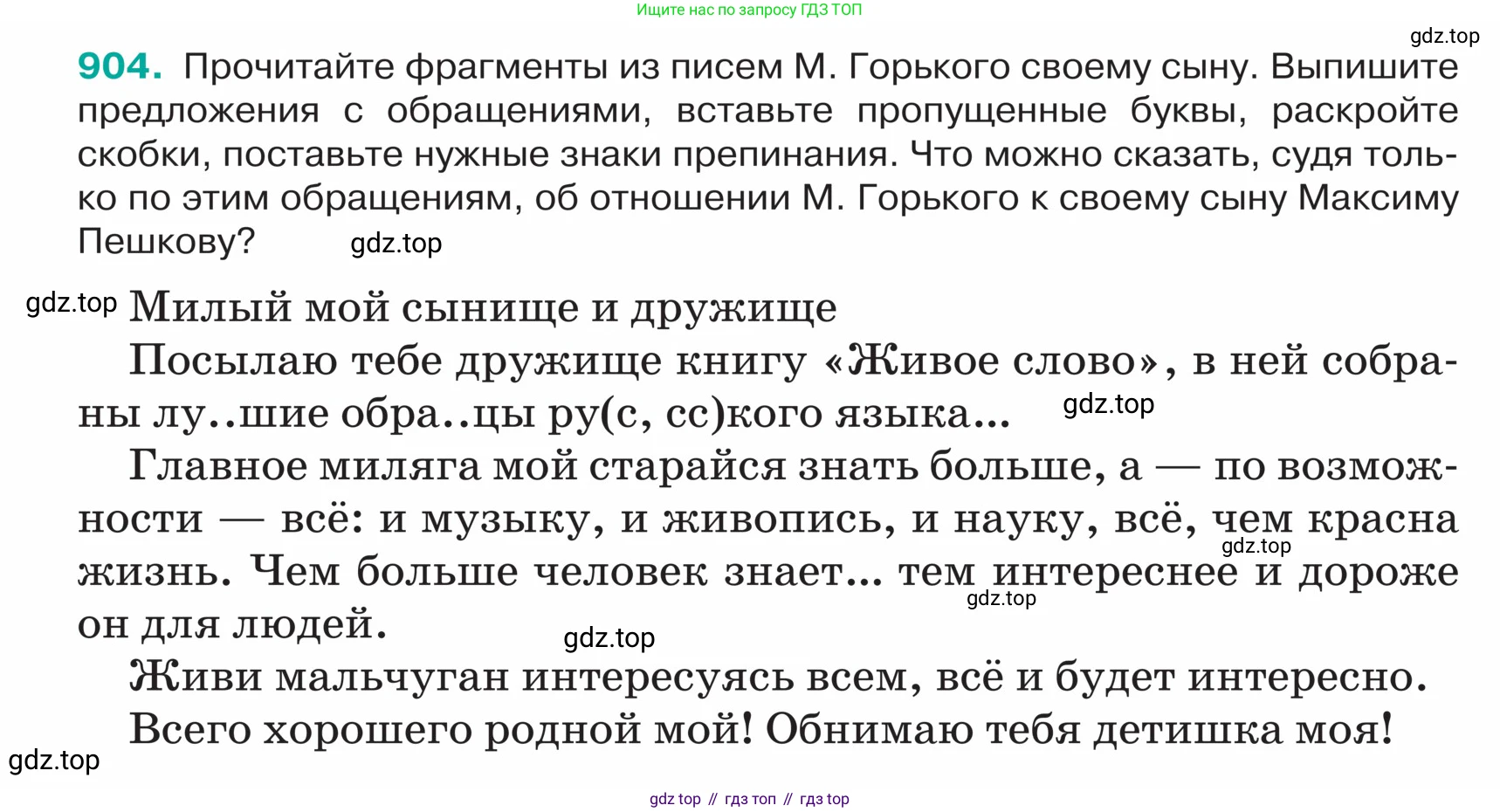 ГДЗ Русский язык, 5 класс Учебник, авторы: Ладыженская Таиса Алексеевна, Баранов Михаил Трофимович, Тростенцова Лидия Александровна, Ладыженская Наталия Вениаминовна, Дейкина Алевтина Дмитриевна, Григорян Лариса Трофимовна, Кулибаба Иван Иванович, Антонова Любовь Геннадиевна, издательство Просвещение, Москва, 2023, салатового цвета, Часть 2, страница 202, номер 904, Условие