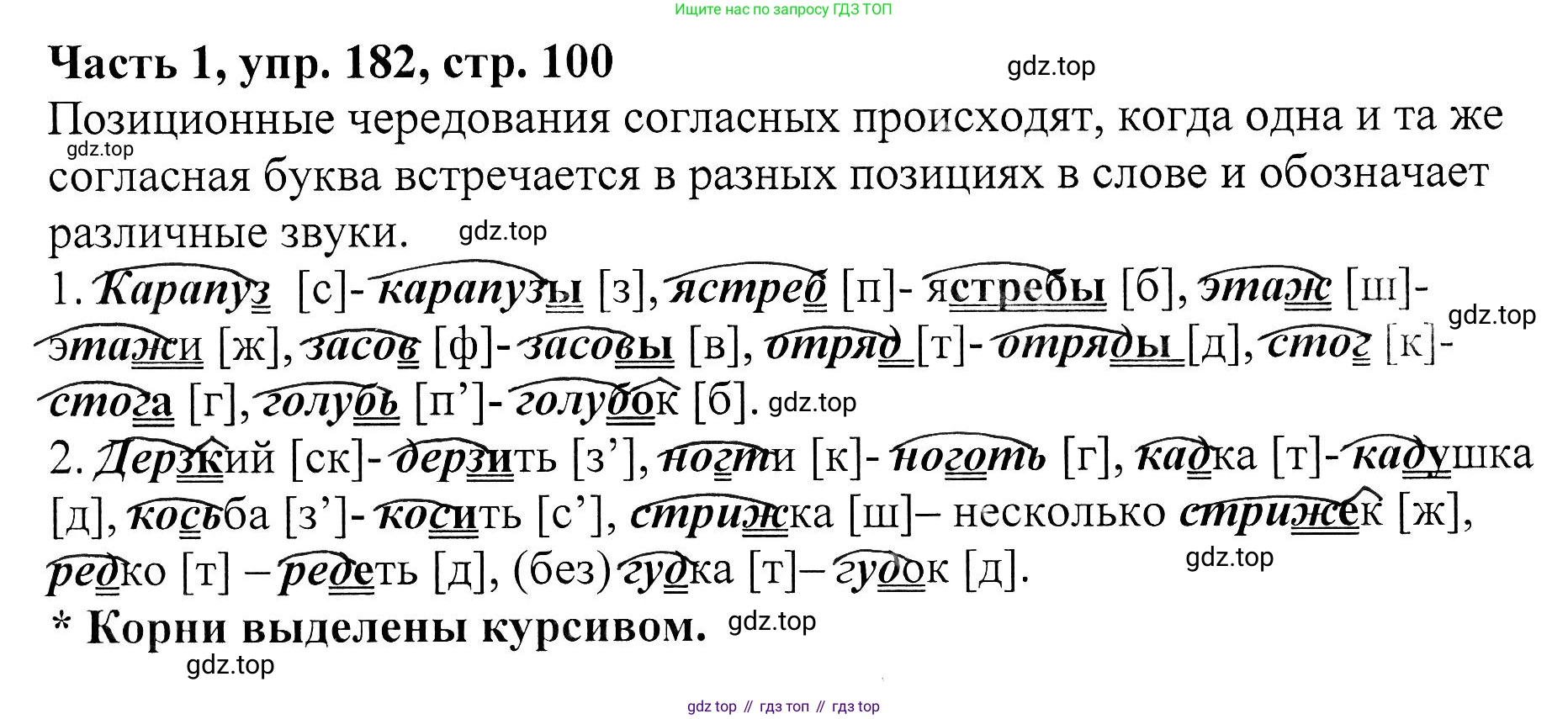 ГДЗ Русский язык, 5 класс Учебник, авторы: Ладыженская Таиса Алексеевна, Баранов Михаил Трофимович, Тростенцова Лидия Александровна, Ладыженская Наталия Вениаминовна, Дейкина Алевтина Дмитриевна, Григорян Лариса Трофимовна, Кулибаба Иван Иванович, Антонова Любовь Геннадиевна, издательство Просвещение, Москва, 2023, салатового цвета, Часть 1, страница 100, номер 182, Решение 1