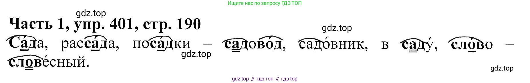 ГДЗ Русский язык, 5 класс Учебник, авторы: Ладыженская Таиса Алексеевна, Баранов Михаил Трофимович, Тростенцова Лидия Александровна, Ладыженская Наталия Вениаминовна, Дейкина Алевтина Дмитриевна, Григорян Лариса Трофимовна, Кулибаба Иван Иванович, Антонова Любовь Геннадиевна, издательство Просвещение, Москва, 2023, салатового цвета, Часть 1, страница 190, номер 401, Решение 1