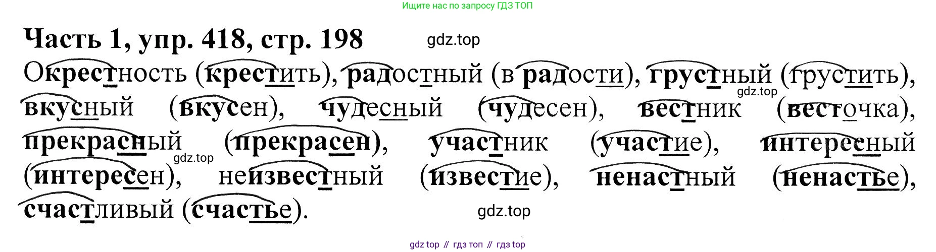 ГДЗ Русский язык, 5 класс Учебник, авторы: Ладыженская Таиса Алексеевна, Баранов Михаил Трофимович, Тростенцова Лидия Александровна, Ладыженская Наталия Вениаминовна, Дейкина Алевтина Дмитриевна, Григорян Лариса Трофимовна, Кулибаба Иван Иванович, Антонова Любовь Геннадиевна, издательство Просвещение, Москва, 2023, салатового цвета, Часть 1, страница 198, номер 418, Решение 1