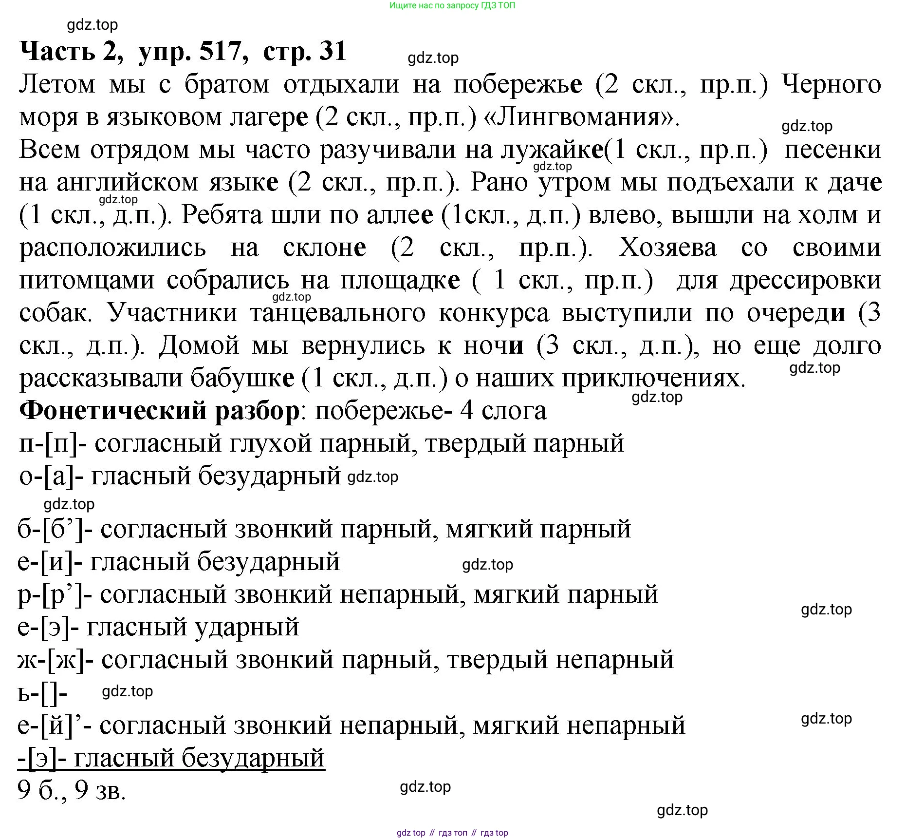 ГДЗ Русский язык, 5 класс Учебник, авторы: Ладыженская Таиса Алексеевна, Баранов Михаил Трофимович, Тростенцова Лидия Александровна, Ладыженская Наталия Вениаминовна, Дейкина Алевтина Дмитриевна, Григорян Лариса Трофимовна, Кулибаба Иван Иванович, Антонова Любовь Геннадиевна, издательство Просвещение, Москва, 2023, салатового цвета, Часть 2, страница 31, номер 517, Решение 1