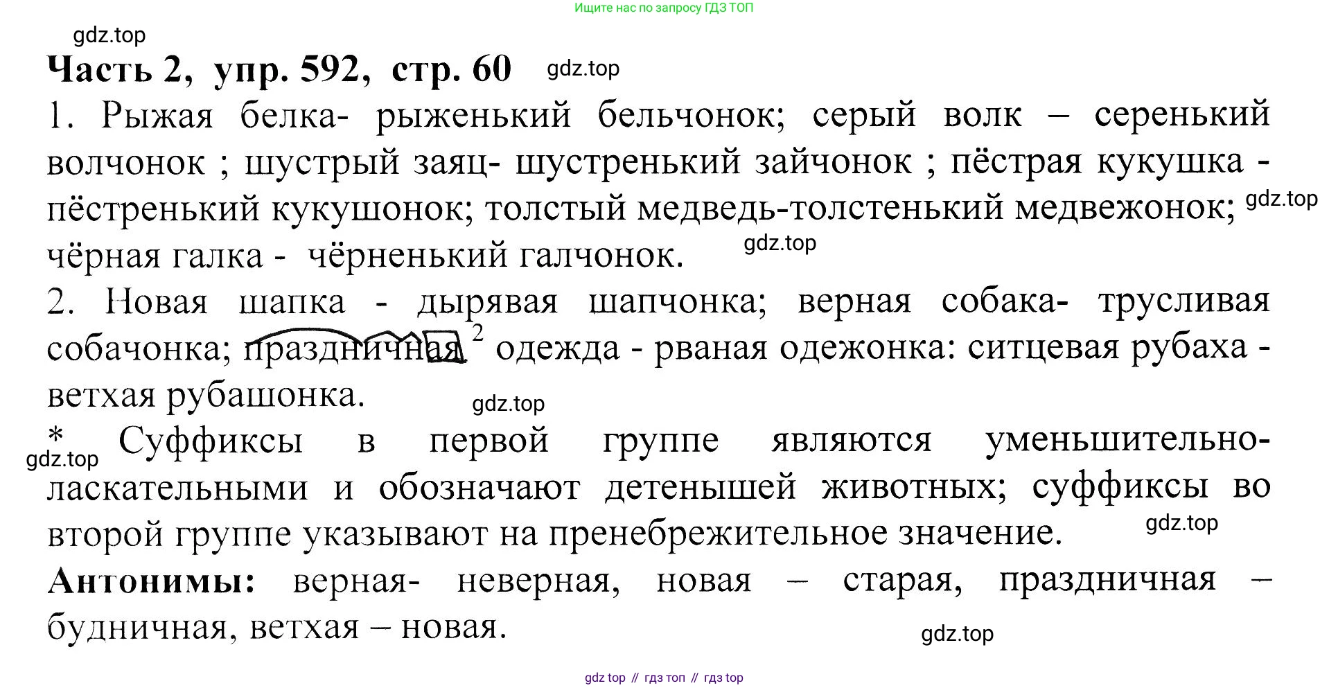 ГДЗ Русский язык, 5 класс Учебник, авторы: Ладыженская Таиса Алексеевна, Баранов Михаил Трофимович, Тростенцова Лидия Александровна, Ладыженская Наталия Вениаминовна, Дейкина Алевтина Дмитриевна, Григорян Лариса Трофимовна, Кулибаба Иван Иванович, Антонова Любовь Геннадиевна, издательство Просвещение, Москва, 2023, салатового цвета, Часть 2, страница 60, номер 592, Решение 1