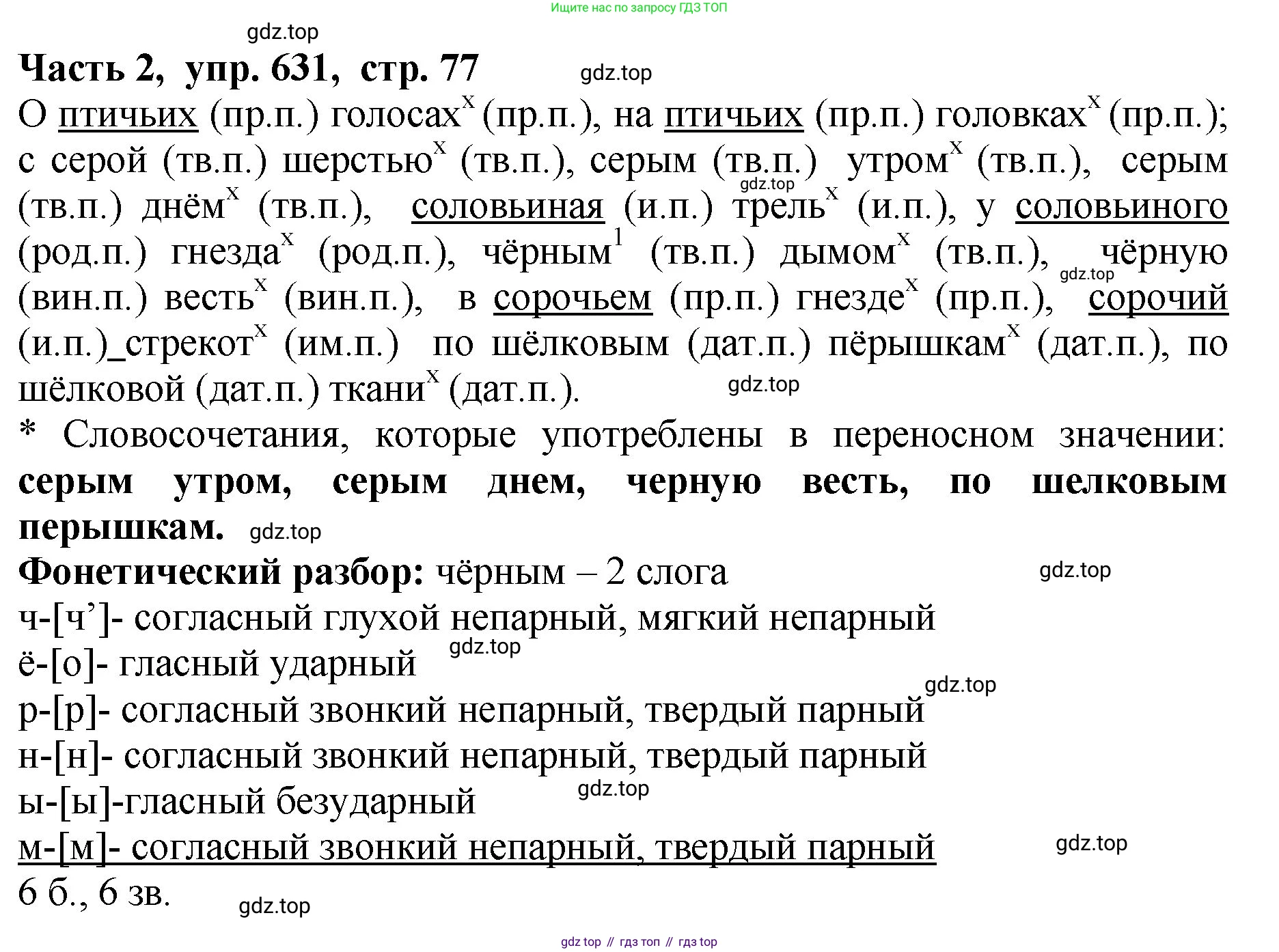 ГДЗ Русский язык, 5 класс Учебник, авторы: Ладыженская Таиса Алексеевна, Баранов Михаил Трофимович, Тростенцова Лидия Александровна, Ладыженская Наталия Вениаминовна, Дейкина Алевтина Дмитриевна, Григорян Лариса Трофимовна, Кулибаба Иван Иванович, Антонова Любовь Геннадиевна, издательство Просвещение, Москва, 2023, салатового цвета, Часть 2, страница 77, номер 631, Решение 1