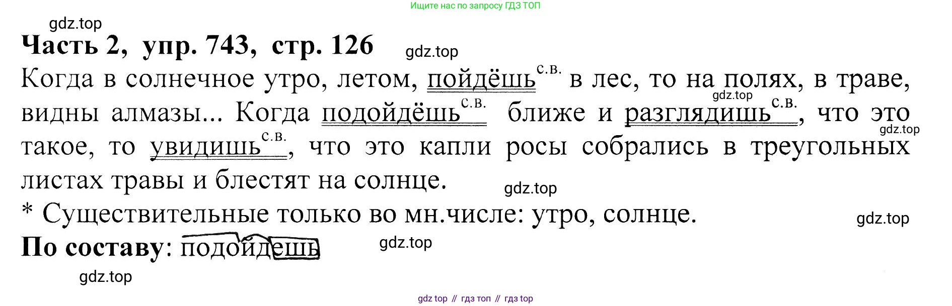 ГДЗ Русский язык, 5 класс Учебник, авторы: Ладыженская Таиса Алексеевна, Баранов Михаил Трофимович, Тростенцова Лидия Александровна, Ладыженская Наталия Вениаминовна, Дейкина Алевтина Дмитриевна, Григорян Лариса Трофимовна, Кулибаба Иван Иванович, Антонова Любовь Геннадиевна, издательство Просвещение, Москва, 2023, салатового цвета, Часть 2, страница 126, номер 743, Решение 1