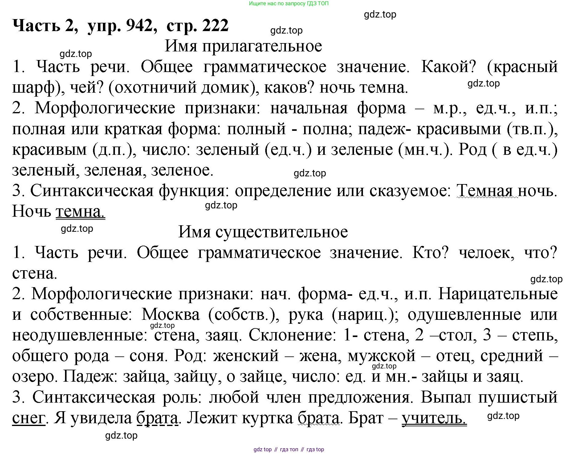 ГДЗ Русский язык, 5 класс Учебник, авторы: Ладыженская Таиса Алексеевна, Баранов Михаил Трофимович, Тростенцова Лидия Александровна, Ладыженская Наталия Вениаминовна, Дейкина Алевтина Дмитриевна, Григорян Лариса Трофимовна, Кулибаба Иван Иванович, Антонова Любовь Геннадиевна, издательство Просвещение, Москва, 2023, салатового цвета, Часть 2, страница 222, номер 942, Решение 1