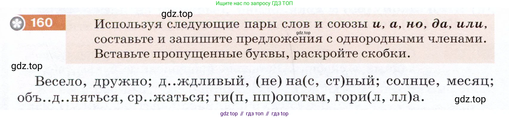 ГДЗ Русский язык, 5 класс Учебник, авторы: Разумовская Маргарита Михайловна, Львова Светлана Ивановна, Капинос Валентина Ивановна, Львов Валентин Витальевич, Богданова Галина Александровна, Тронина Татьяна Сергеевна, Сергеева Наталья Николаевна, издательство Дрофа, Москва, 2019 - 2022, белого цвета, Часть 1, страница 54, номер 160, Условие
