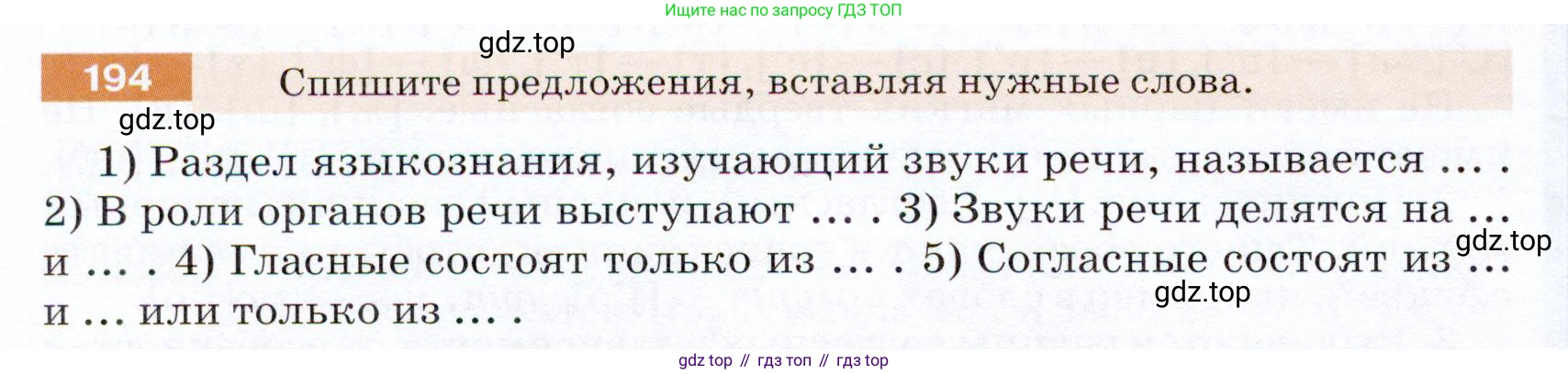 ГДЗ Русский язык, 5 класс Учебник, авторы: Разумовская Маргарита Михайловна, Львова Светлана Ивановна, Капинос Валентина Ивановна, Львов Валентин Витальевич, Богданова Галина Александровна, Тронина Татьяна Сергеевна, Сергеева Наталья Николаевна, издательство Дрофа, Москва, 2019 - 2022, белого цвета, Часть 1, страница 68, номер 194, Условие