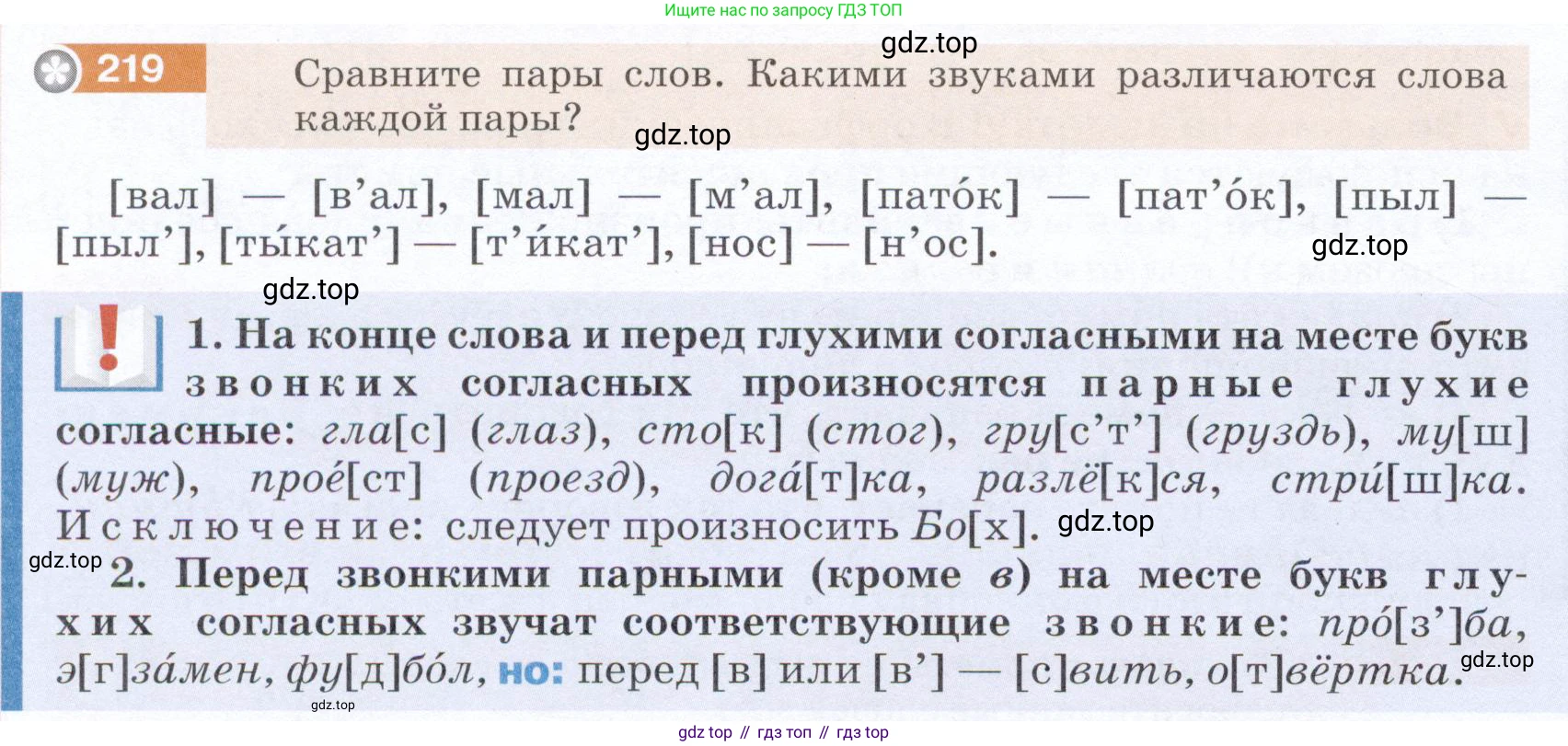 ГДЗ Русский язык, 5 класс Учебник, авторы: Разумовская Маргарита Михайловна, Львова Светлана Ивановна, Капинос Валентина Ивановна, Львов Валентин Витальевич, Богданова Галина Александровна, Тронина Татьяна Сергеевна, Сергеева Наталья Николаевна, издательство Дрофа, Москва, 2019 - 2022, белого цвета, Часть 1, страница 74, номер 219, Условие