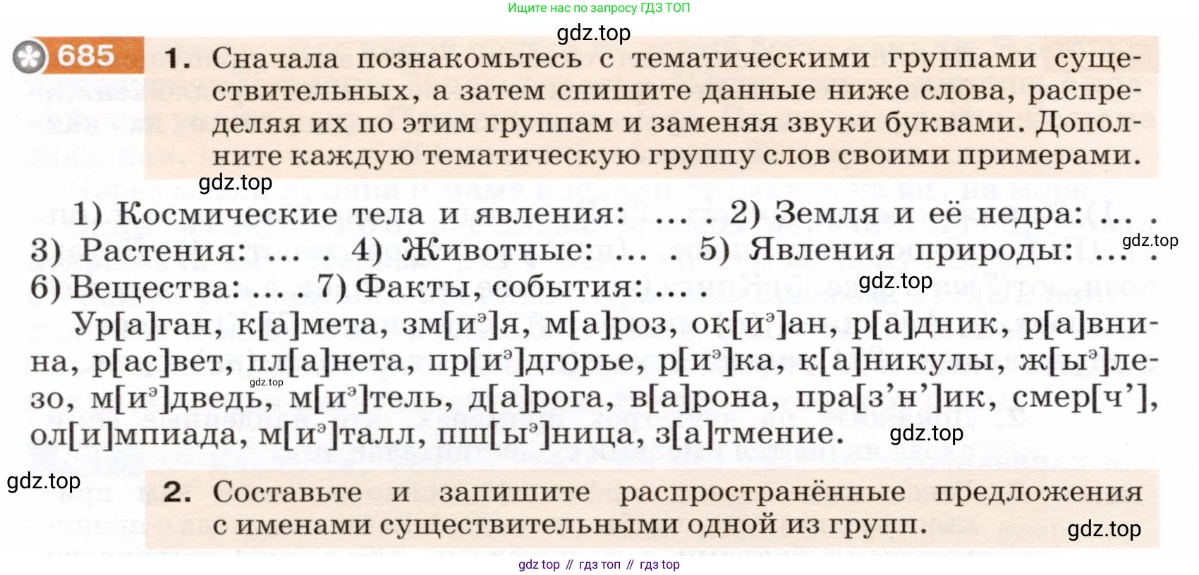 ГДЗ Русский язык, 5 класс Учебник, авторы: Разумовская Маргарита Михайловна, Львова Светлана Ивановна, Капинос Валентина Ивановна, Львов Валентин Витальевич, Богданова Галина Александровна, Тронина Татьяна Сергеевна, Сергеева Наталья Николаевна, издательство Дрофа, Москва, 2019 - 2022, белого цвета, Часть 2, страница 104, номер 685, Условие