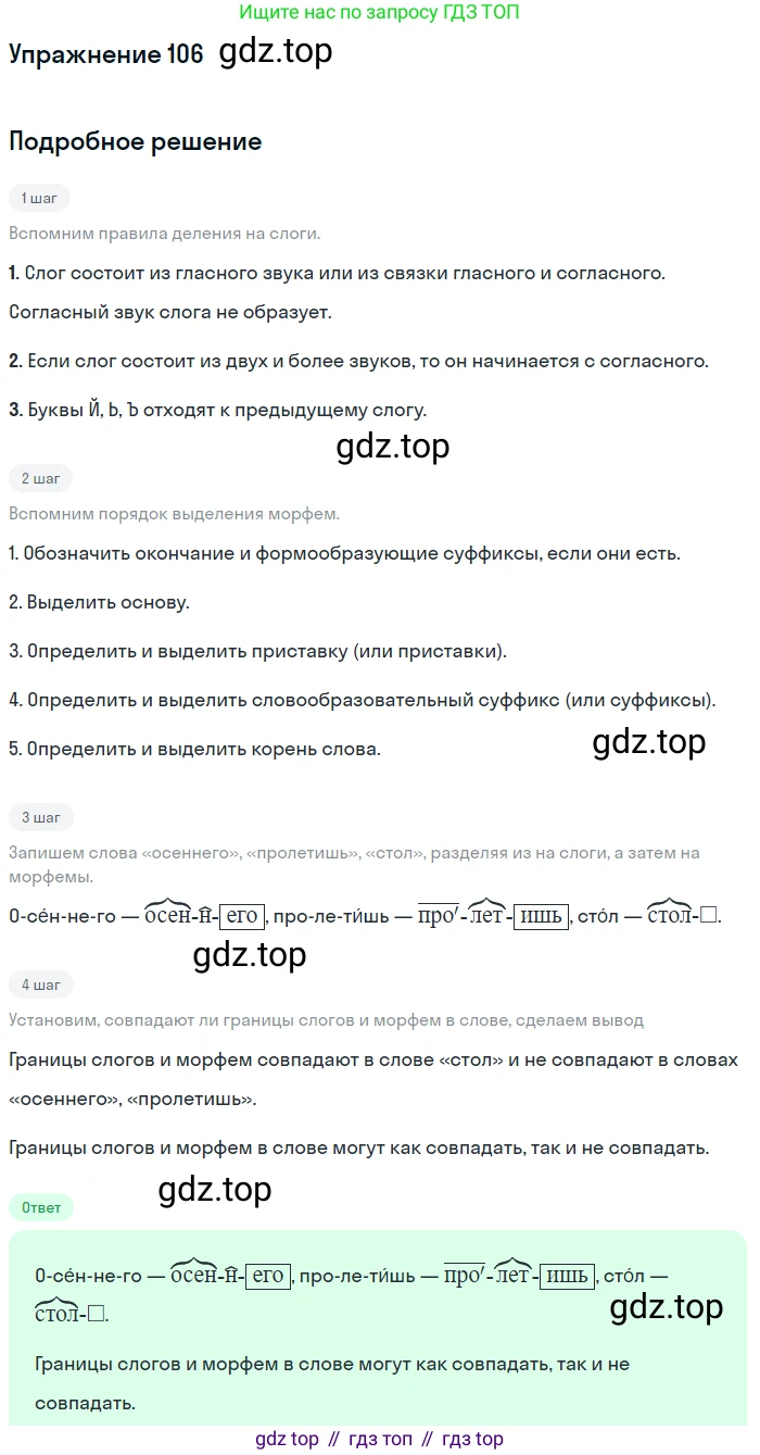ГДЗ Русский язык, 5 класс Учебник, авторы: Разумовская Маргарита Михайловна, Львова Светлана Ивановна, Капинос Валентина Ивановна, Львов Валентин Витальевич, Богданова Галина Александровна, Тронина Татьяна Сергеевна, Сергеева Наталья Николаевна, издательство Дрофа, Москва, 2019 - 2022, белого цвета, Часть 1, страница 40, номер 106, Решение 1