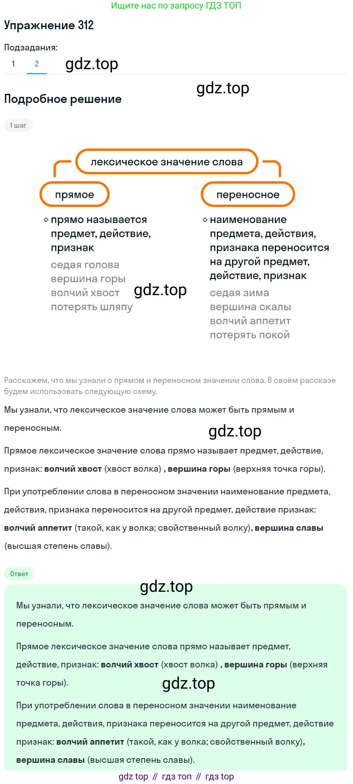ГДЗ Русский язык, 5 класс Учебник, авторы: Разумовская Маргарита Михайловна, Львова Светлана Ивановна, Капинос Валентина Ивановна, Львов Валентин Витальевич, Богданова Галина Александровна, Тронина Татьяна Сергеевна, Сергеева Наталья Николаевна, издательство Дрофа, Москва, 2019 - 2022, белого цвета, Часть 1, страница 101, номер 312, Решение 1 (продолжение 2)