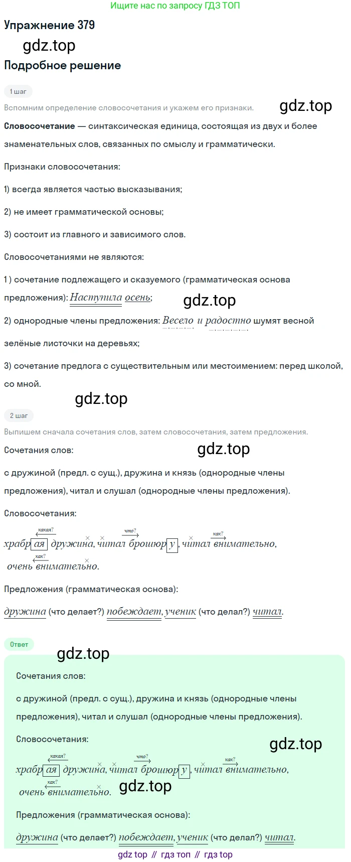 ГДЗ Русский язык, 5 класс Учебник, авторы: Разумовская Маргарита Михайловна, Львова Светлана Ивановна, Капинос Валентина Ивановна, Львов Валентин Витальевич, Богданова Галина Александровна, Тронина Татьяна Сергеевна, Сергеева Наталья Николаевна, издательство Дрофа, Москва, 2019 - 2022, белого цвета, Часть 2, страница 7, номер 379, Решение 1