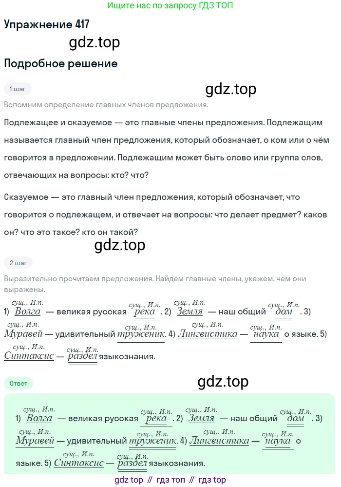 ГДЗ Русский язык, 5 класс Учебник, авторы: Разумовская Маргарита Михайловна, Львова Светлана Ивановна, Капинос Валентина Ивановна, Львов Валентин Витальевич, Богданова Галина Александровна, Тронина Татьяна Сергеевна, Сергеева Наталья Николаевна, издательство Дрофа, Москва, 2019 - 2022, белого цвета, Часть 2, страница 21, номер 417, Решение 1