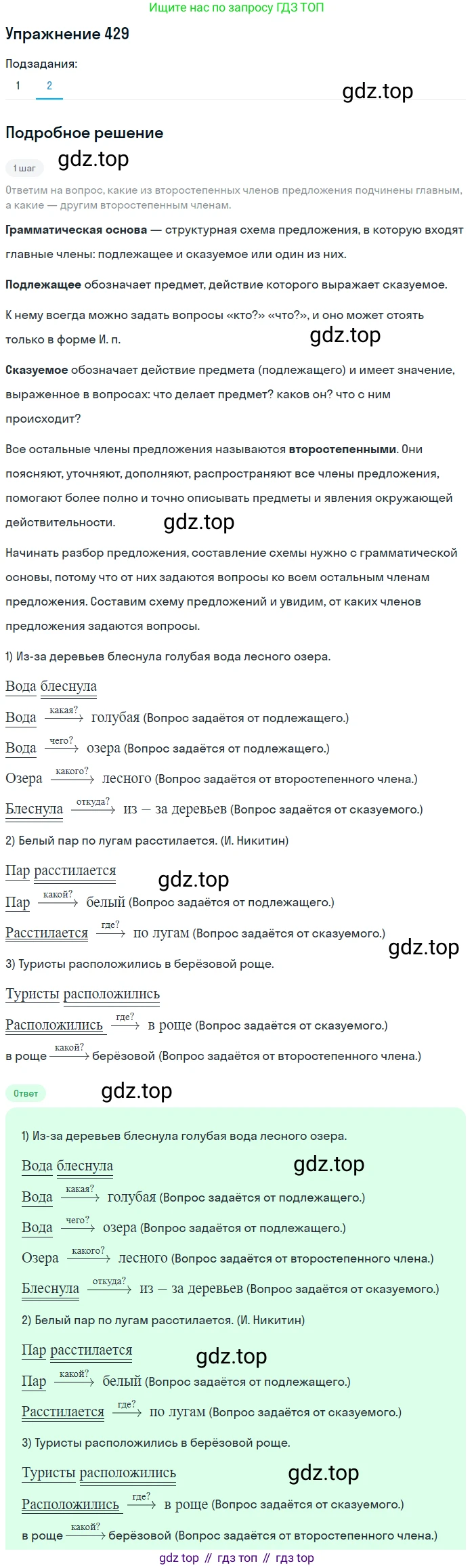 ГДЗ Русский язык, 5 класс Учебник, авторы: Разумовская Маргарита Михайловна, Львова Светлана Ивановна, Капинос Валентина Ивановна, Львов Валентин Витальевич, Богданова Галина Александровна, Тронина Татьяна Сергеевна, Сергеева Наталья Николаевна, издательство Дрофа, Москва, 2019 - 2022, белого цвета, Часть 2, страница 24, номер 429, Решение 1 (продолжение 2)