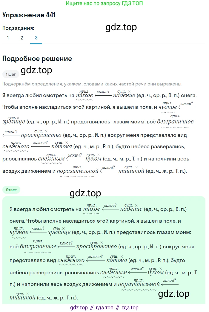 ГДЗ Русский язык, 5 класс Учебник, авторы: Разумовская Маргарита Михайловна, Львова Светлана Ивановна, Капинос Валентина Ивановна, Львов Валентин Витальевич, Богданова Галина Александровна, Тронина Татьяна Сергеевна, Сергеева Наталья Николаевна, издательство Дрофа, Москва, 2019 - 2022, белого цвета, Часть 2, страница 27, номер 441, Решение 1 (продолжение 3)