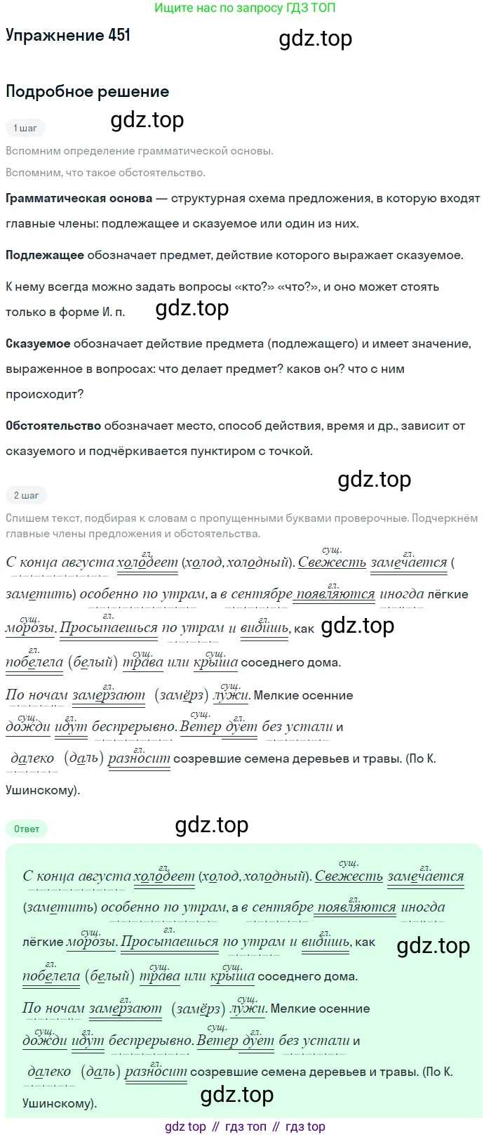 ГДЗ Русский язык, 5 класс Учебник, авторы: Разумовская Маргарита Михайловна, Львова Светлана Ивановна, Капинос Валентина Ивановна, Львов Валентин Витальевич, Богданова Галина Александровна, Тронина Татьяна Сергеевна, Сергеева Наталья Николаевна, издательство Дрофа, Москва, 2019 - 2022, белого цвета, Часть 2, страница 30, номер 451, Решение 1