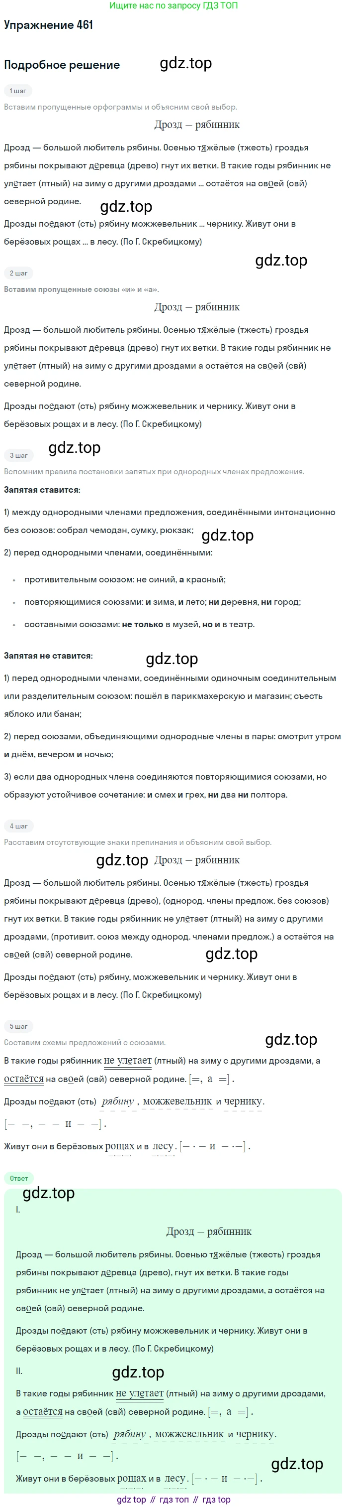 ГДЗ Русский язык, 5 класс Учебник, авторы: Разумовская Маргарита Михайловна, Львова Светлана Ивановна, Капинос Валентина Ивановна, Львов Валентин Витальевич, Богданова Галина Александровна, Тронина Татьяна Сергеевна, Сергеева Наталья Николаевна, издательство Дрофа, Москва, 2019 - 2022, белого цвета, Часть 2, страница 33, номер 461, Решение 1
