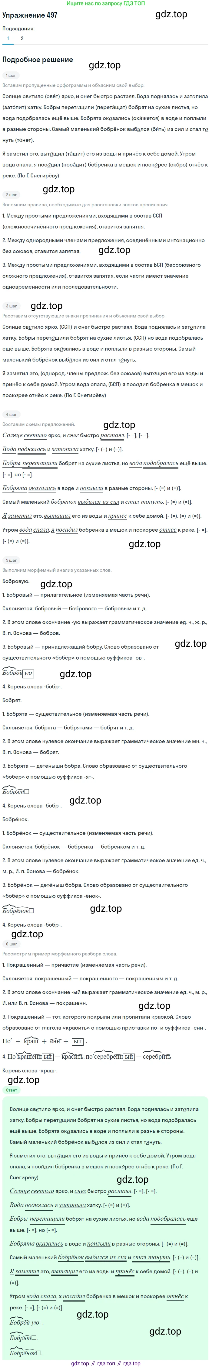 ГДЗ Русский язык, 5 класс Учебник, авторы: Разумовская Маргарита Михайловна, Львова Светлана Ивановна, Капинос Валентина Ивановна, Львов Валентин Витальевич, Богданова Галина Александровна, Тронина Татьяна Сергеевна, Сергеева Наталья Николаевна, издательство Дрофа, Москва, 2019 - 2022, белого цвета, Часть 2, страница 43, номер 497, Решение 1