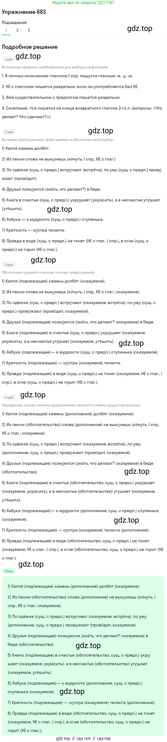 ГДЗ Русский язык, 5 класс Учебник, авторы: Разумовская Маргарита Михайловна, Львова Светлана Ивановна, Капинос Валентина Ивановна, Львов Валентин Витальевич, Богданова Галина Александровна, Тронина Татьяна Сергеевна, Сергеева Наталья Николаевна, издательство Дрофа, Москва, 2019 - 2022, белого цвета, Часть 2, страница 103, номер 683, Решение 1 (продолжение 2)