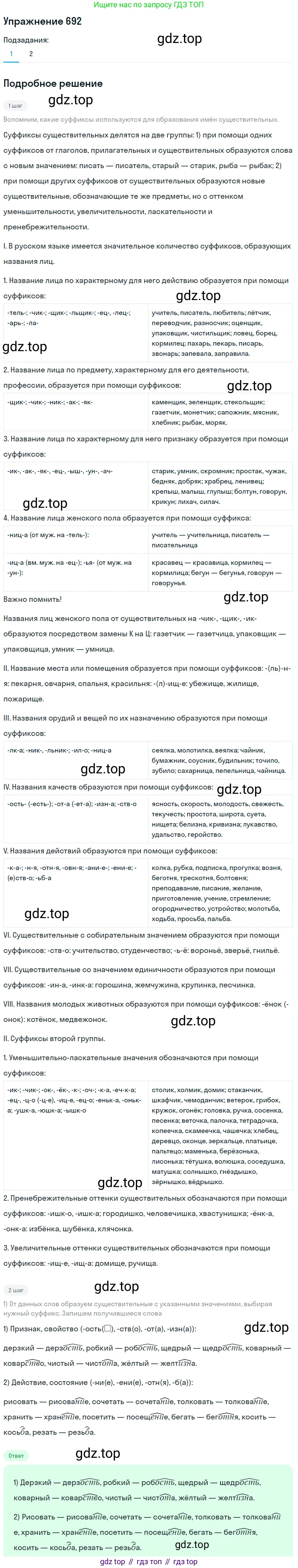 ГДЗ Русский язык, 5 класс Учебник, авторы: Разумовская Маргарита Михайловна, Львова Светлана Ивановна, Капинос Валентина Ивановна, Львов Валентин Витальевич, Богданова Галина Александровна, Тронина Татьяна Сергеевна, Сергеева Наталья Николаевна, издательство Дрофа, Москва, 2019 - 2022, белого цвета, Часть 2, страница 105, номер 692, Решение 1